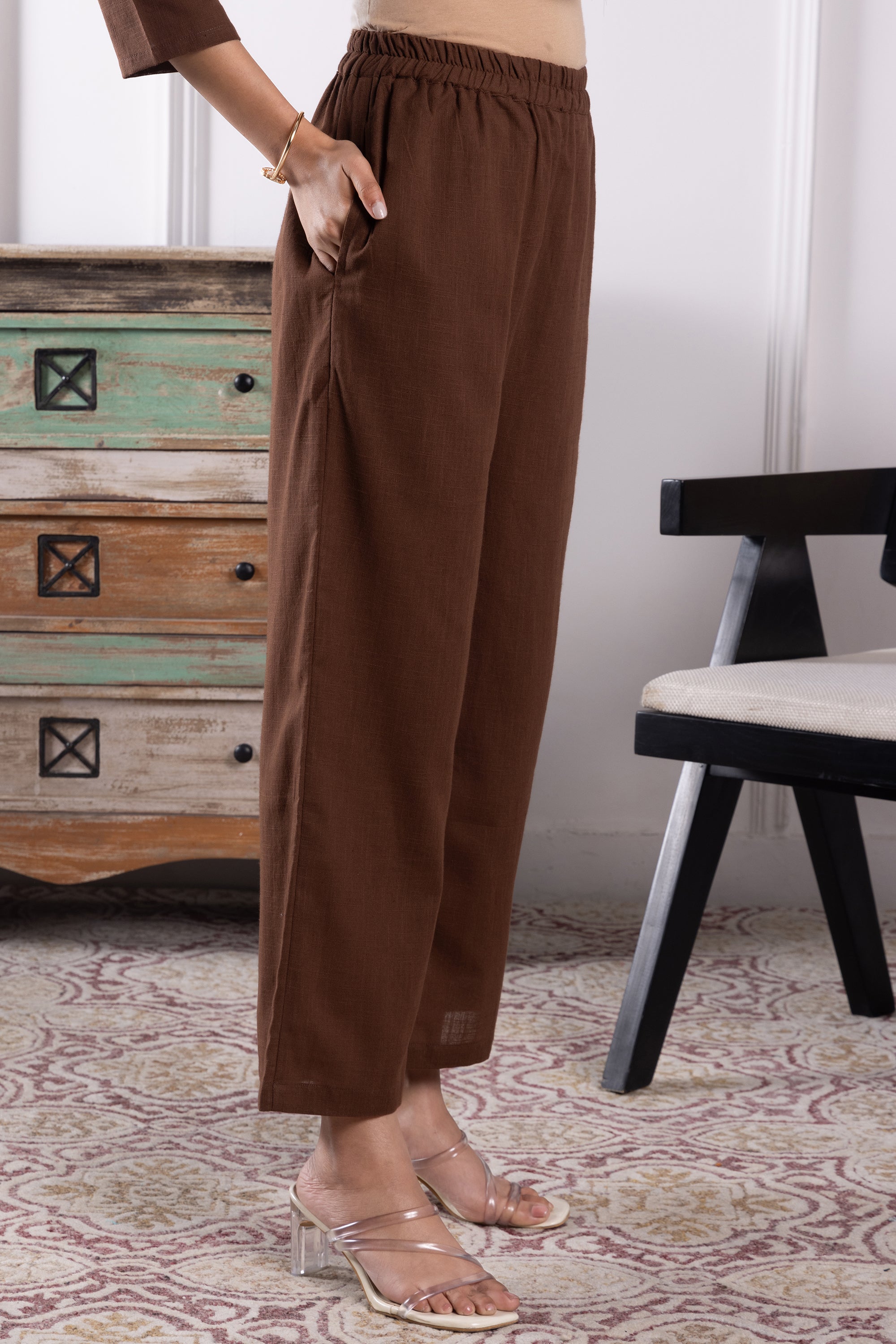 Valentina Brown Linen Kurta Set