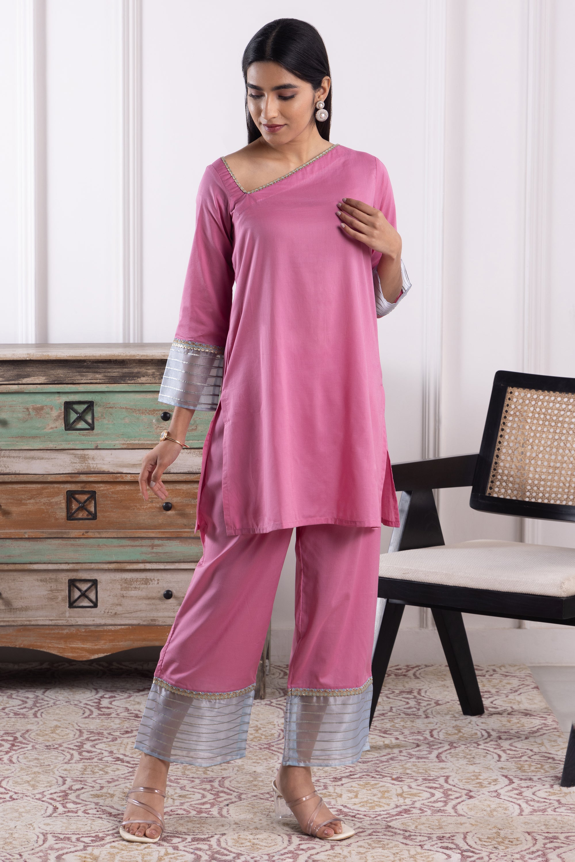 Amara Cherry Pink Mulmul Co-ord Set