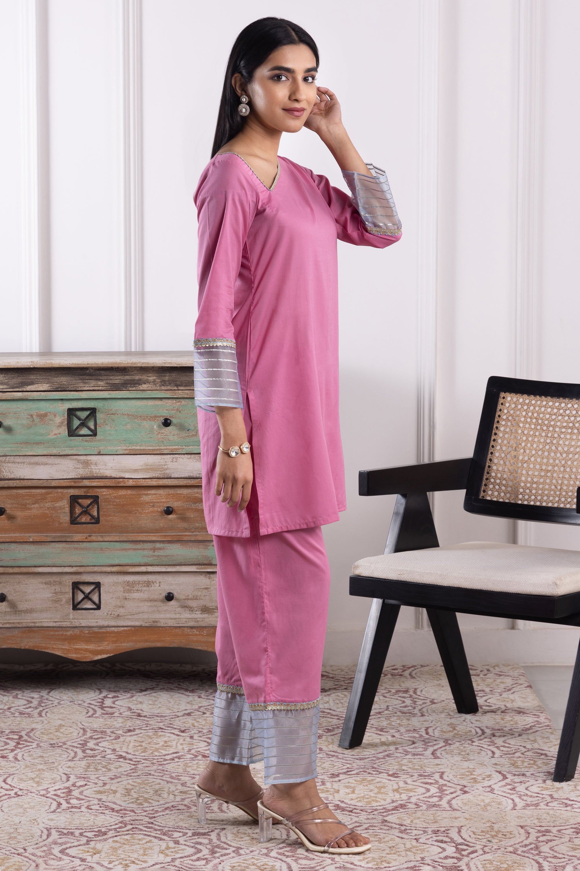 Amara Cherry Pink Mulmul Co-ord Set