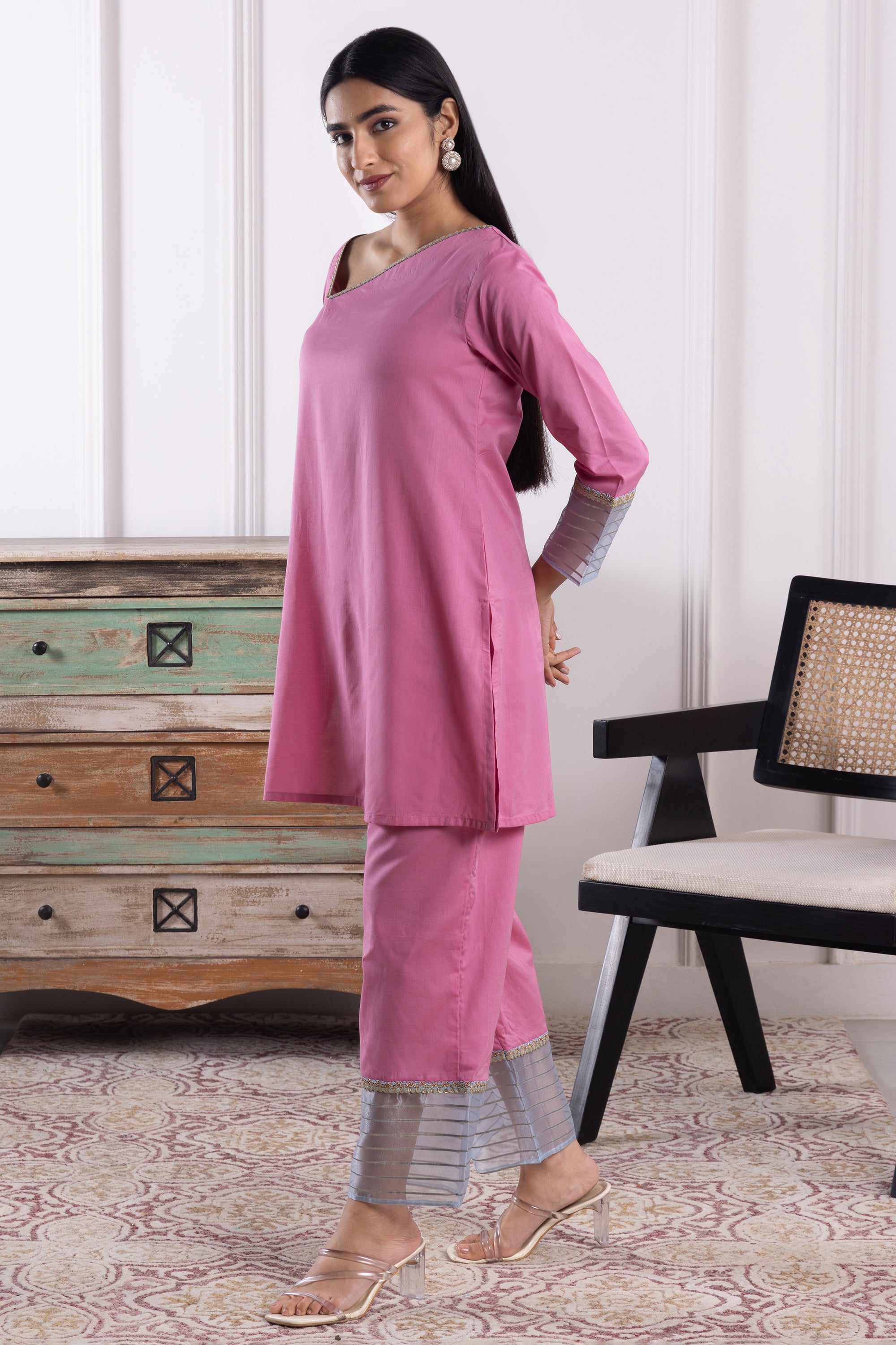 Amara Cherry Pink Mulmul Co-ord Set