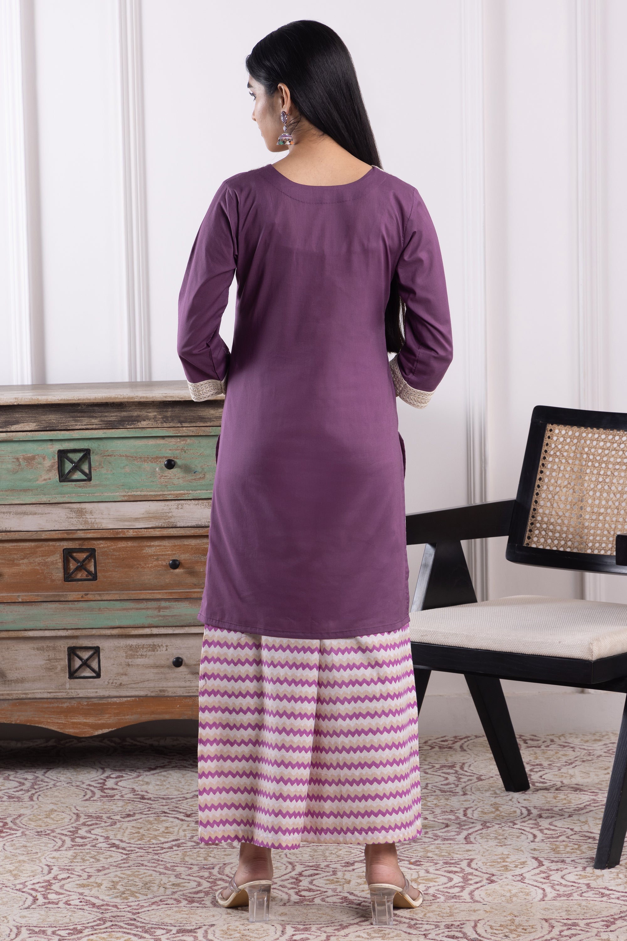 Sienna Purple Mulmul Kurta Set