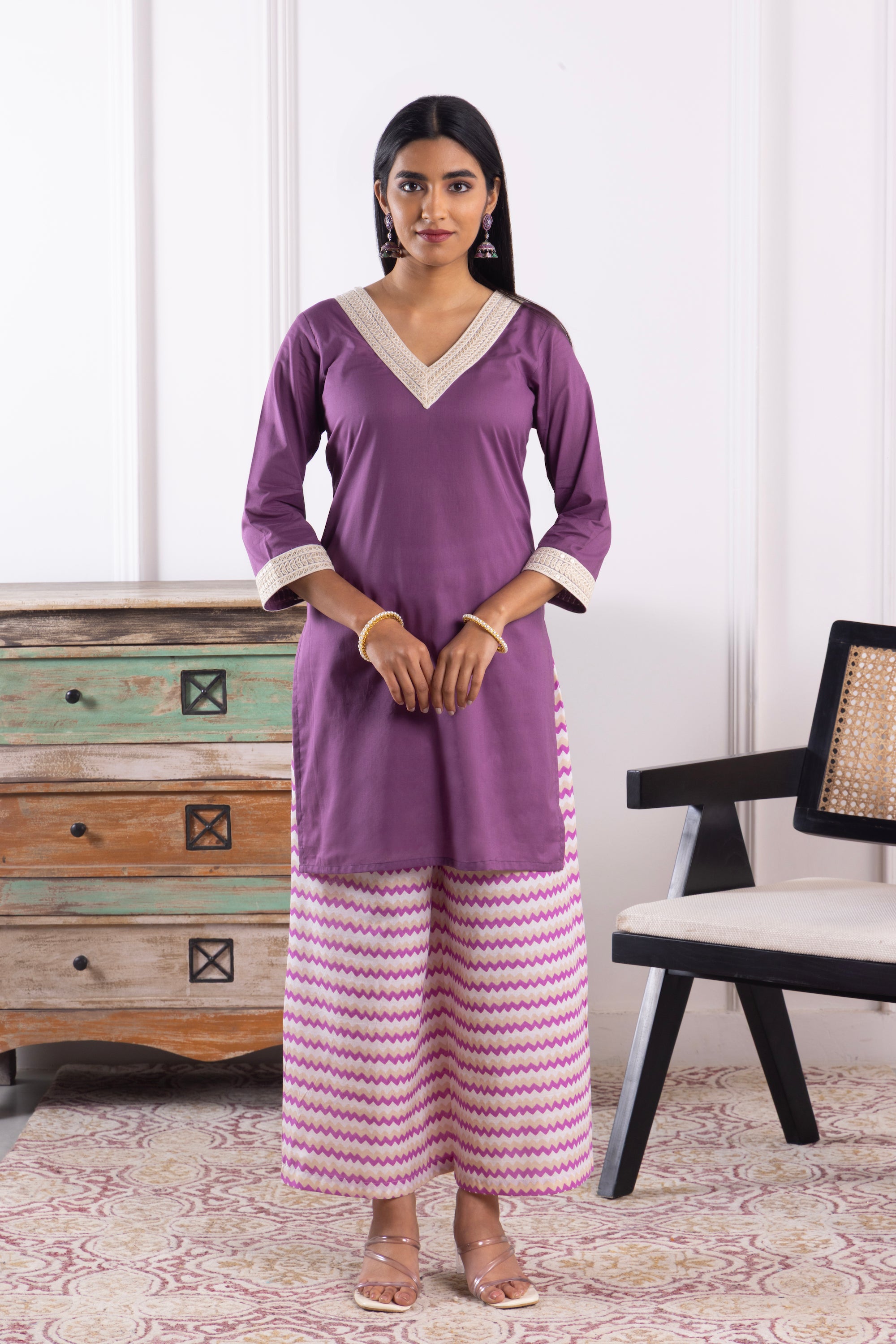 Sienna Purple Mulmul Kurta Set