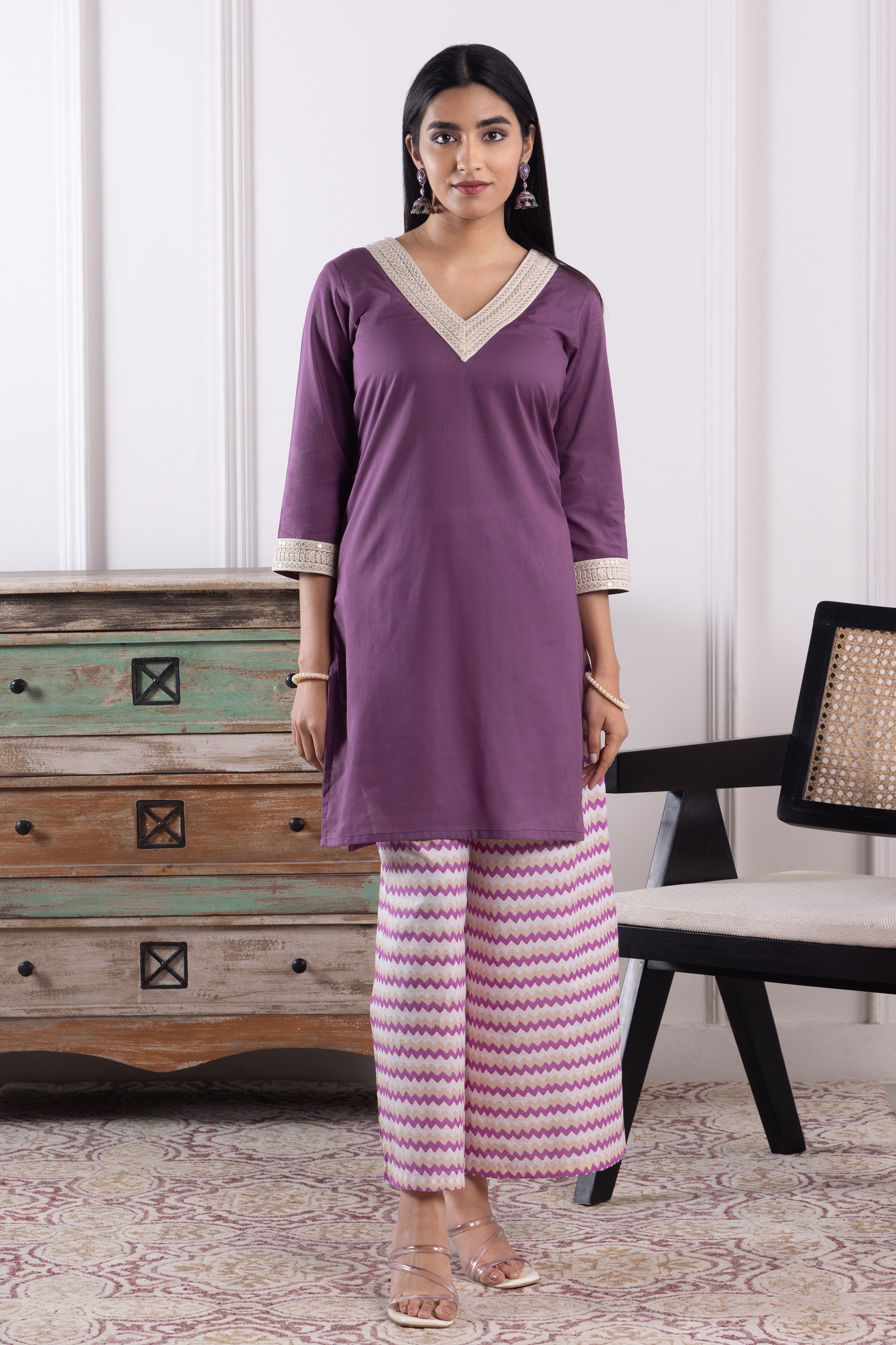Sienna Purple Mulmul Kurta Set