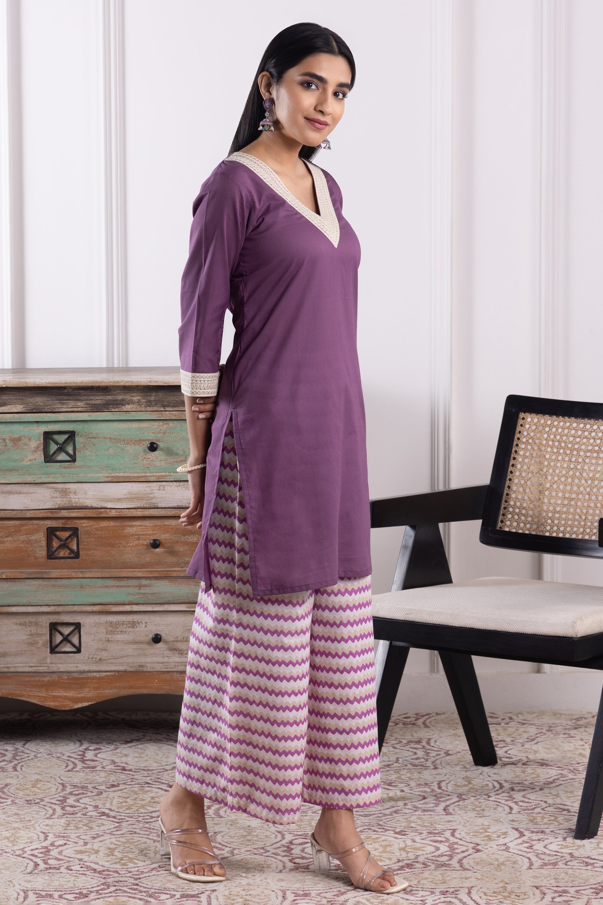 Sienna Purple Mulmul Kurta Set