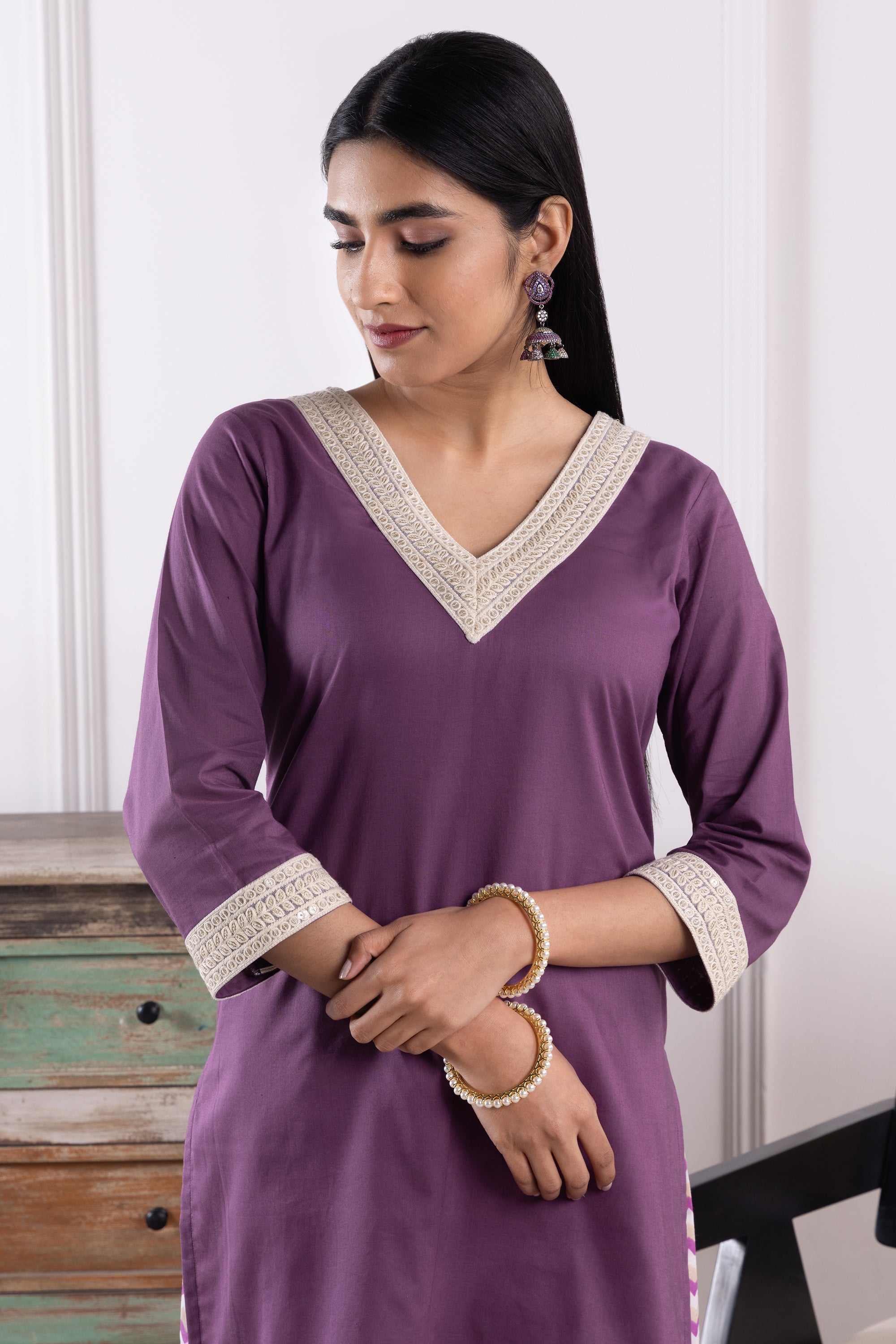 Sienna Purple Mulmul Kurta Set
