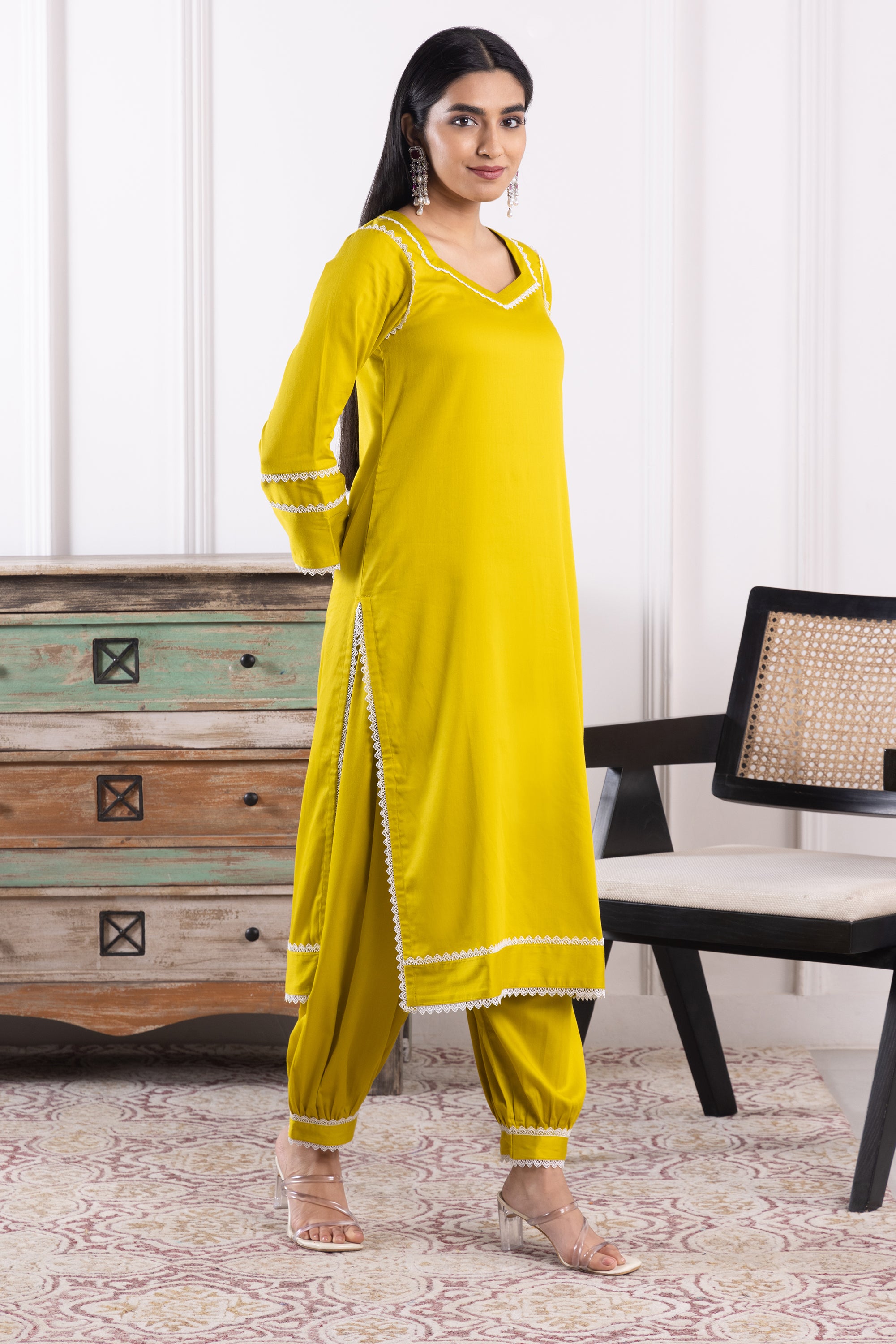 Liliana Mustard Yellow Cotton Kurta Set