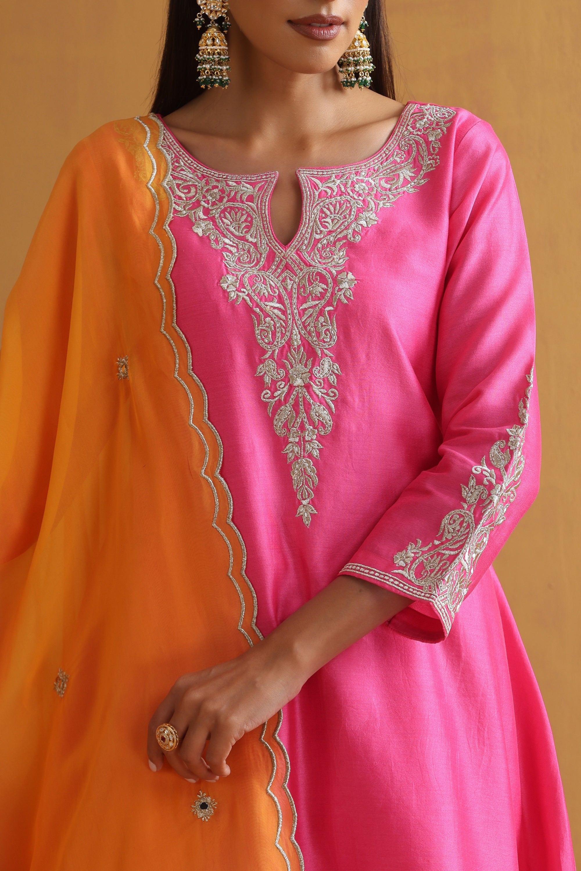 Rima Pink Embroidered Kurta Set with Dupatta