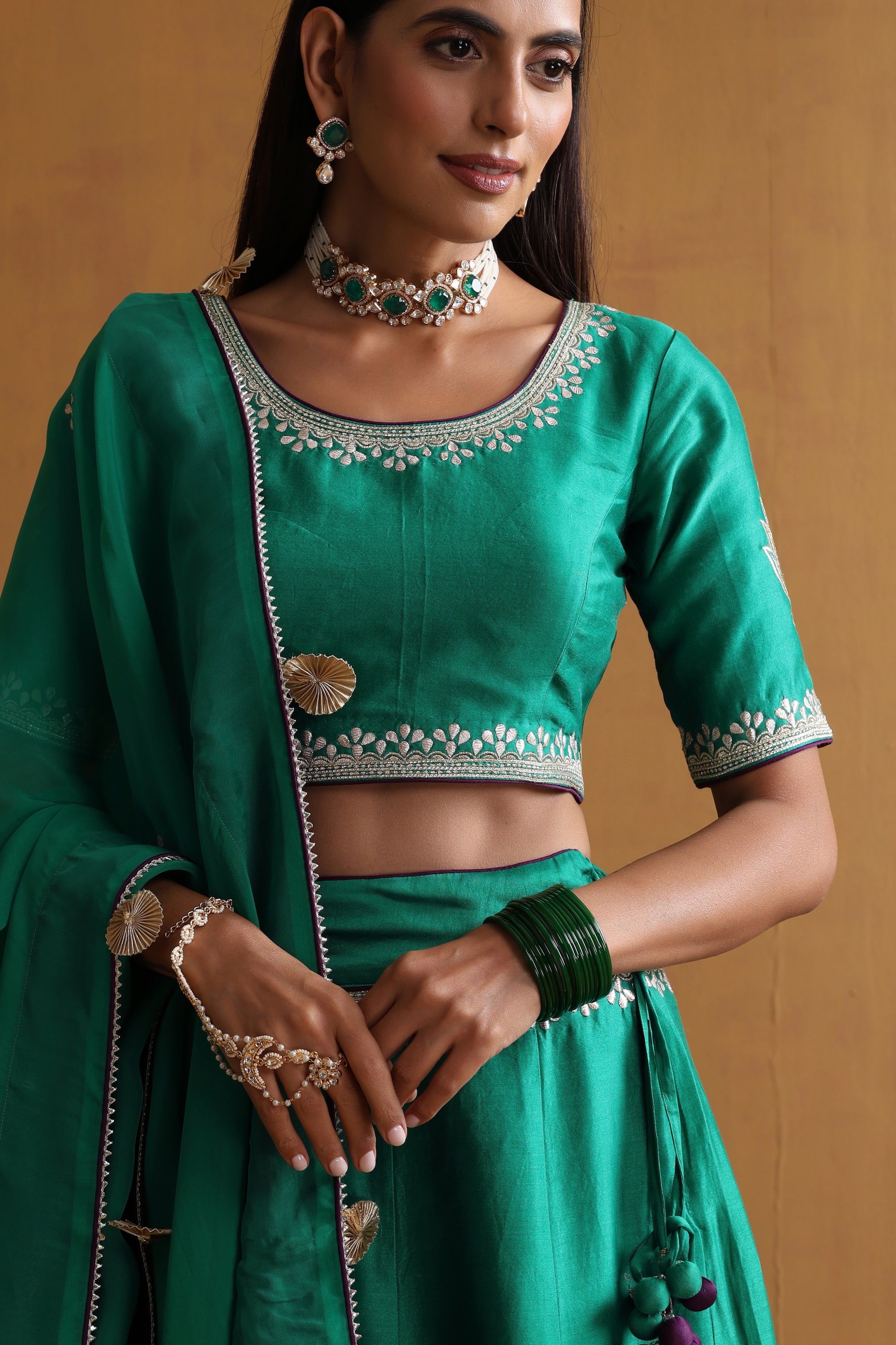 Rajani Green Embroidered Lehenga Set with Dupatta