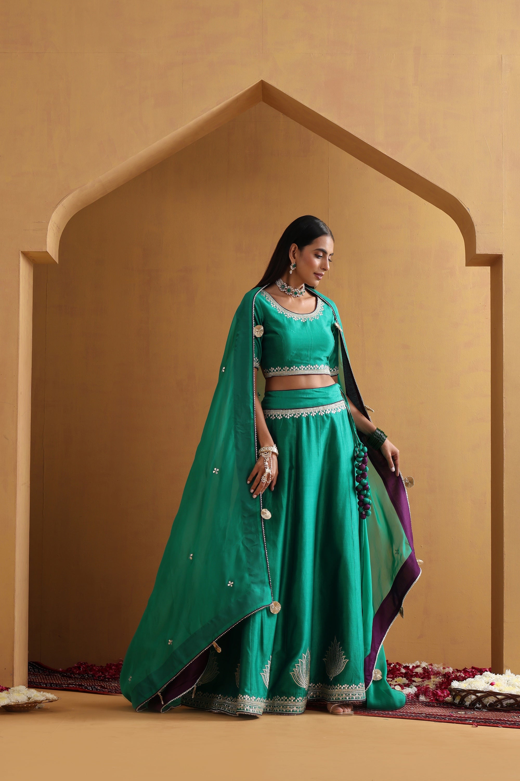 Rajani Green Embroidered Lehenga Set with Dupatta