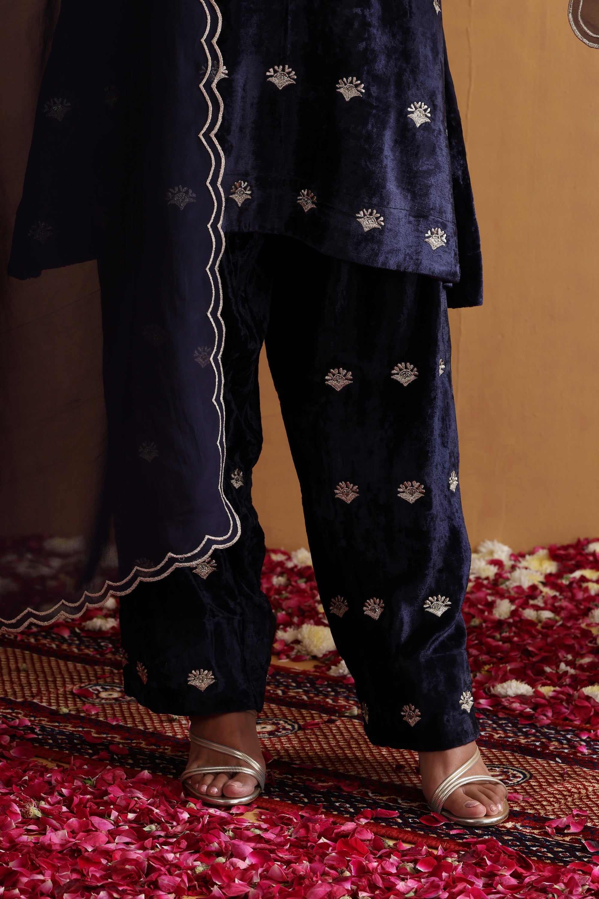 Heer Navy Blue Embroidered Kurta Set with Dupatta