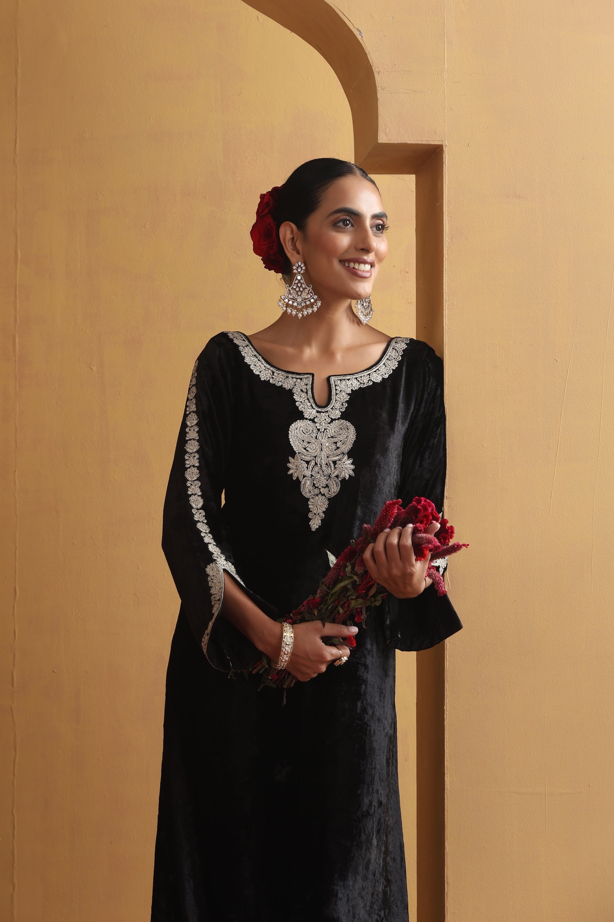 Taj Black Embroidered Kaftan
