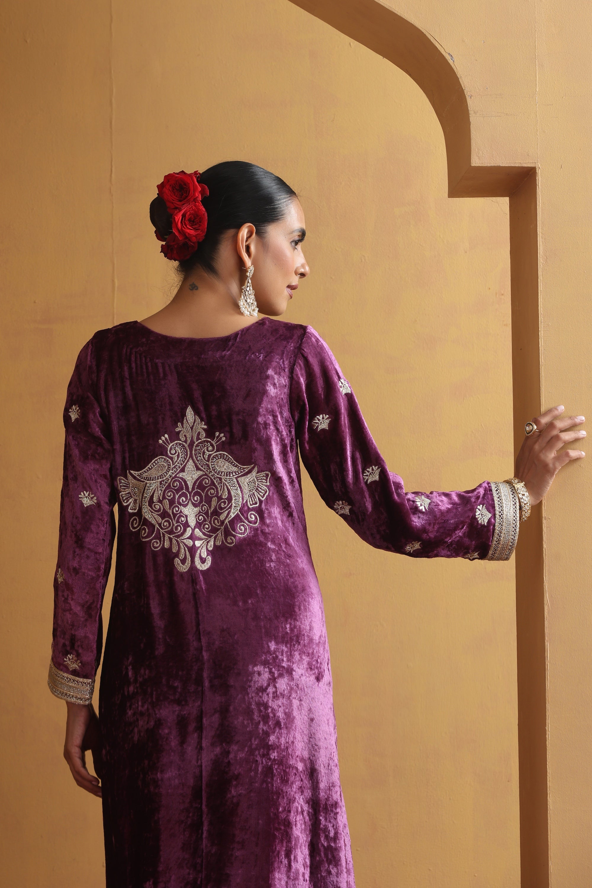 Idha Purple Embroidered Kaftan
