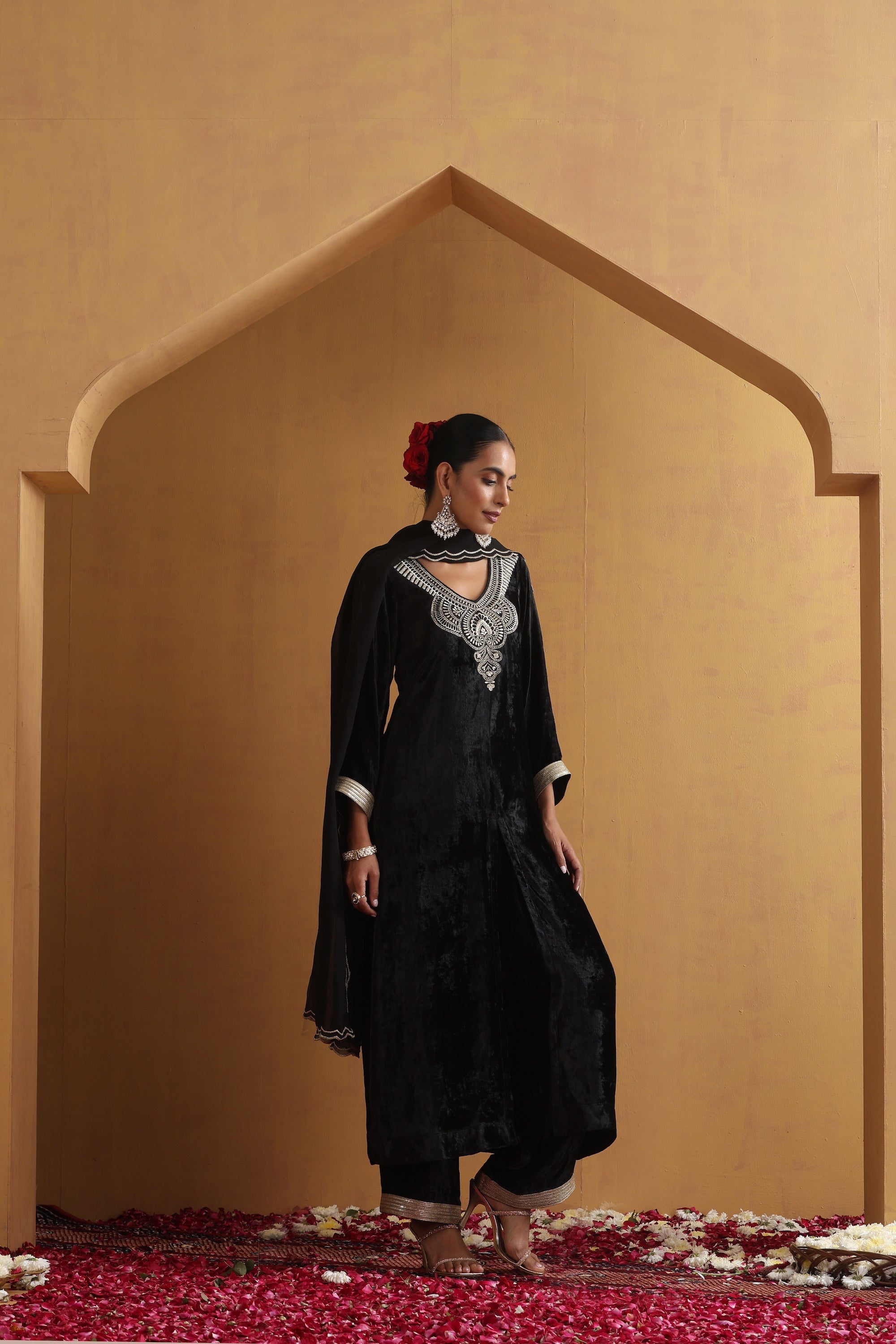 Samiksha Black Embroidered Kurta Set with Dupatta