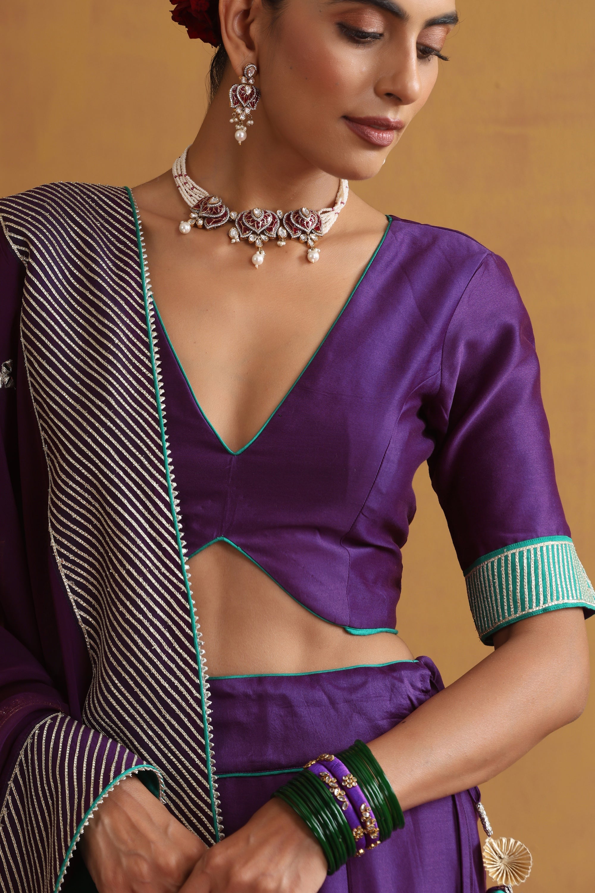 Kalyani Purple Embroidered Lehenga Set with Dupatta