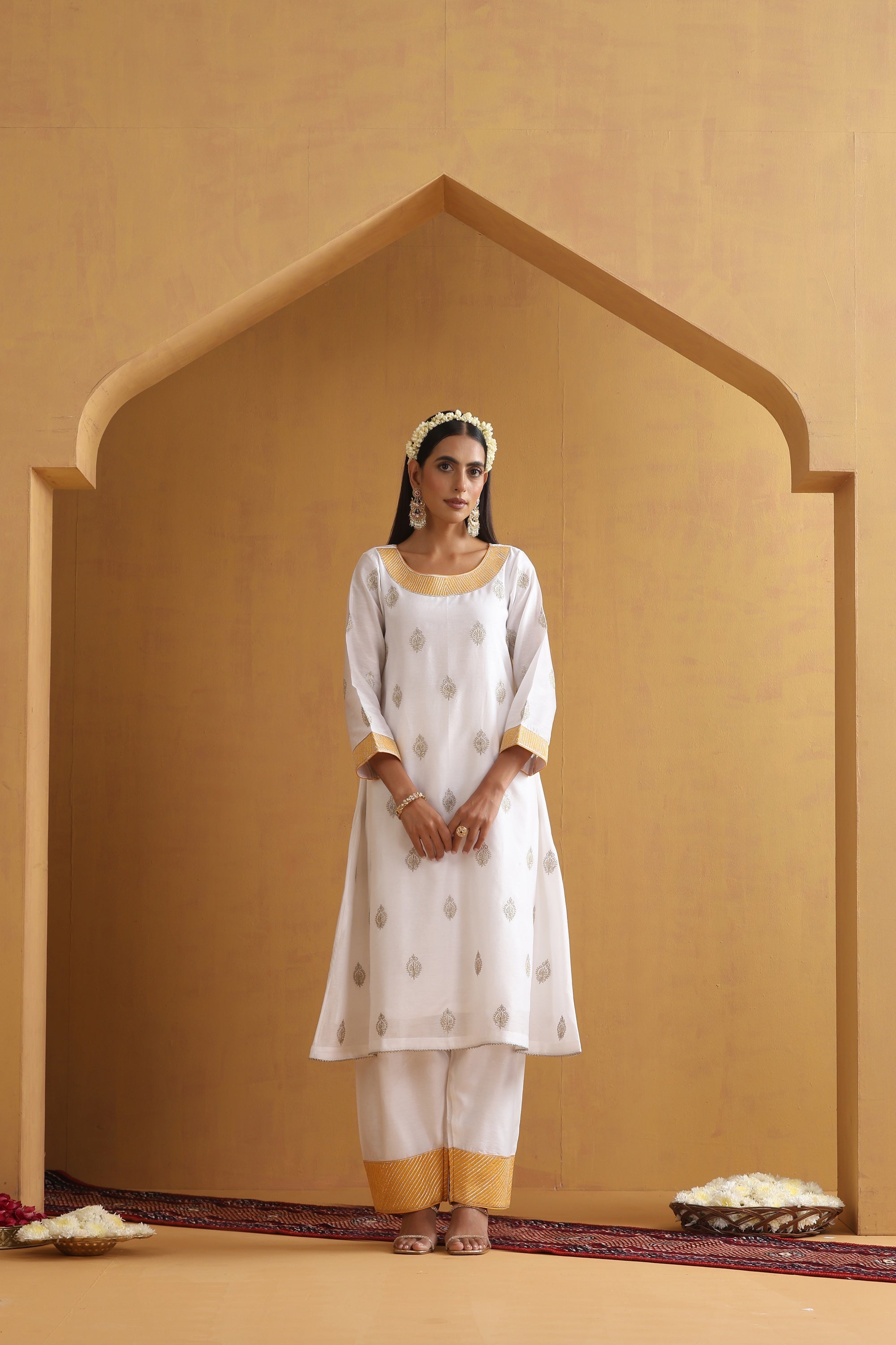 Vedanshi White Embroidered Kurta Set with Dupatta