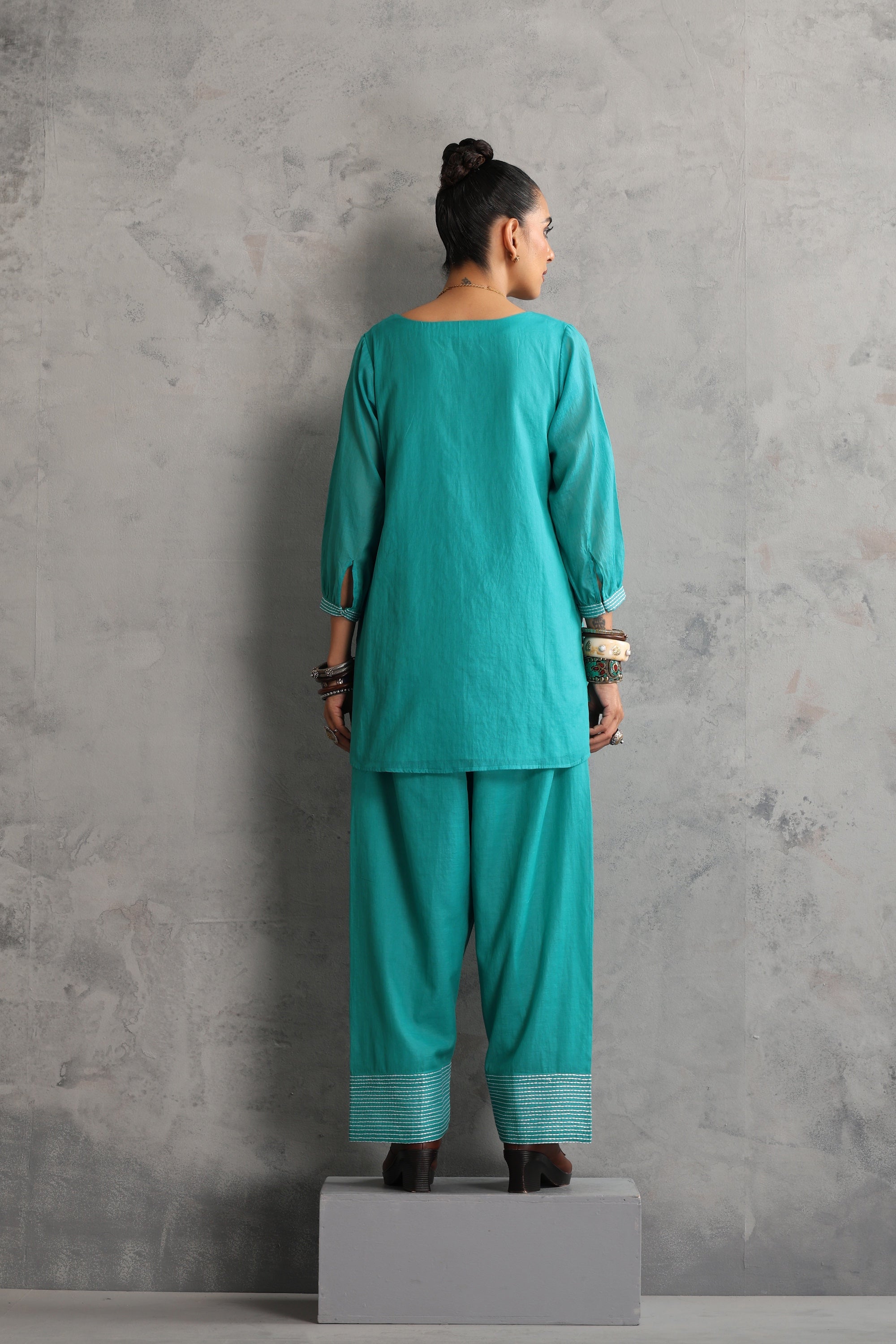 Niyora Teal Embroidered Co-ord Set