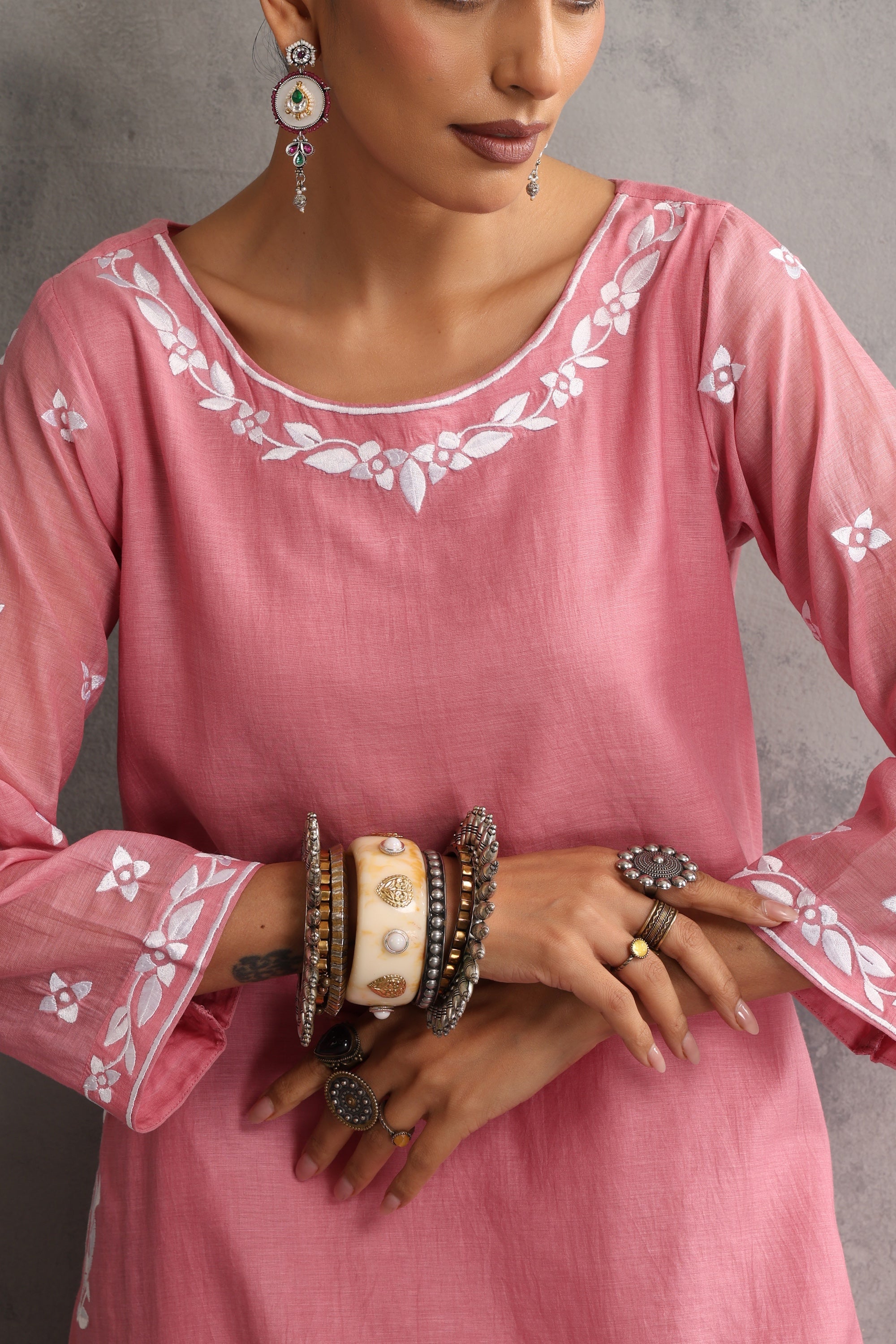 Tiffany Pink Embroidered Kaftan