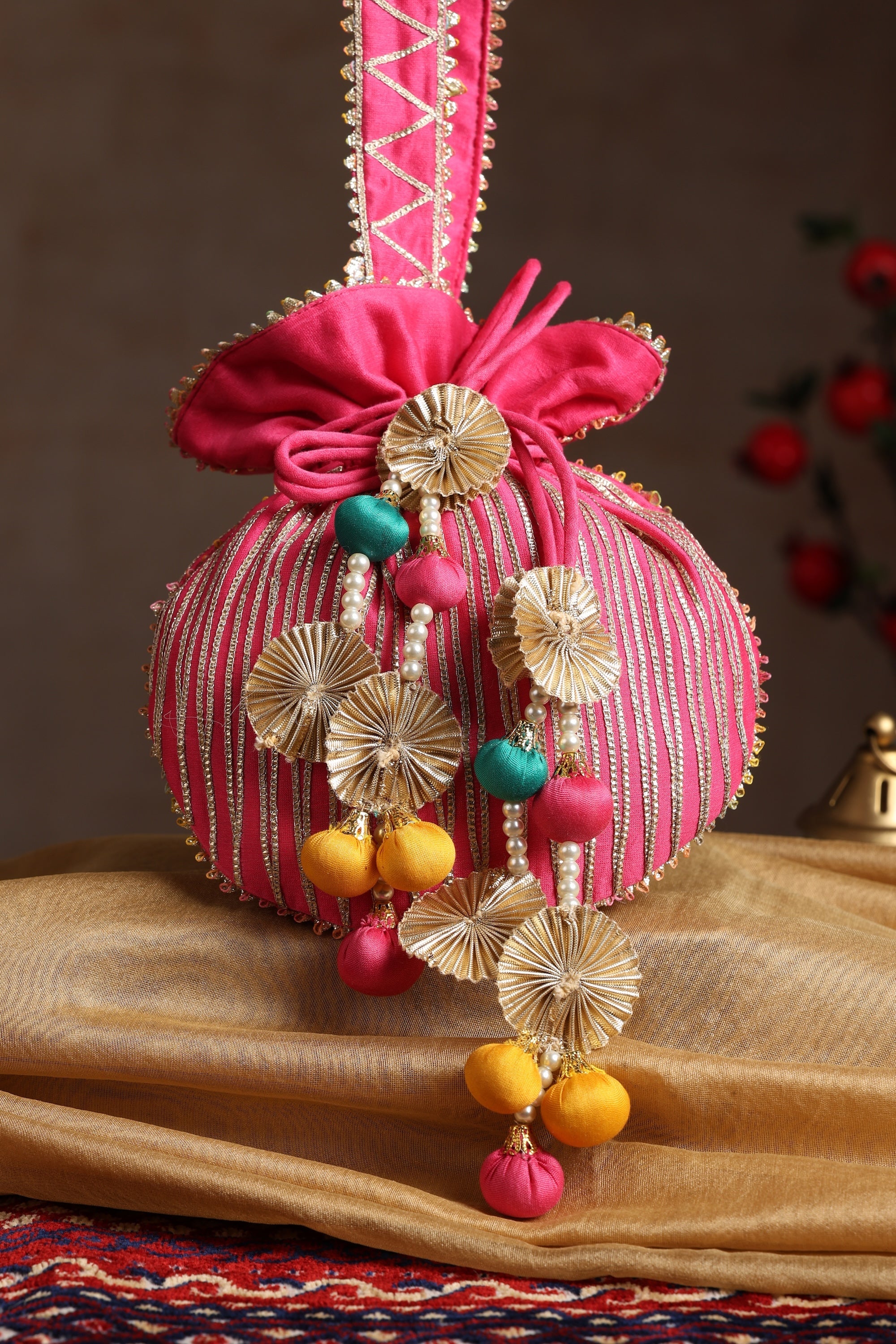 Sui Kala Jhilmil Pink Embroidered Potli Bag