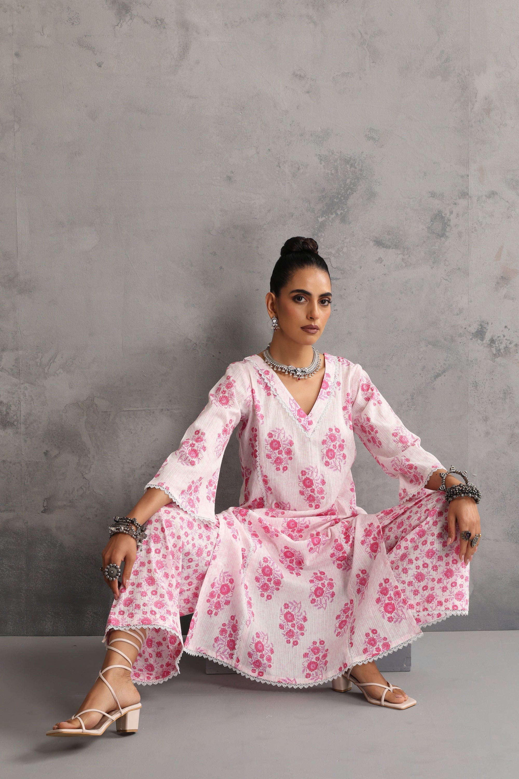 Esme Pink Floral Kurta Set