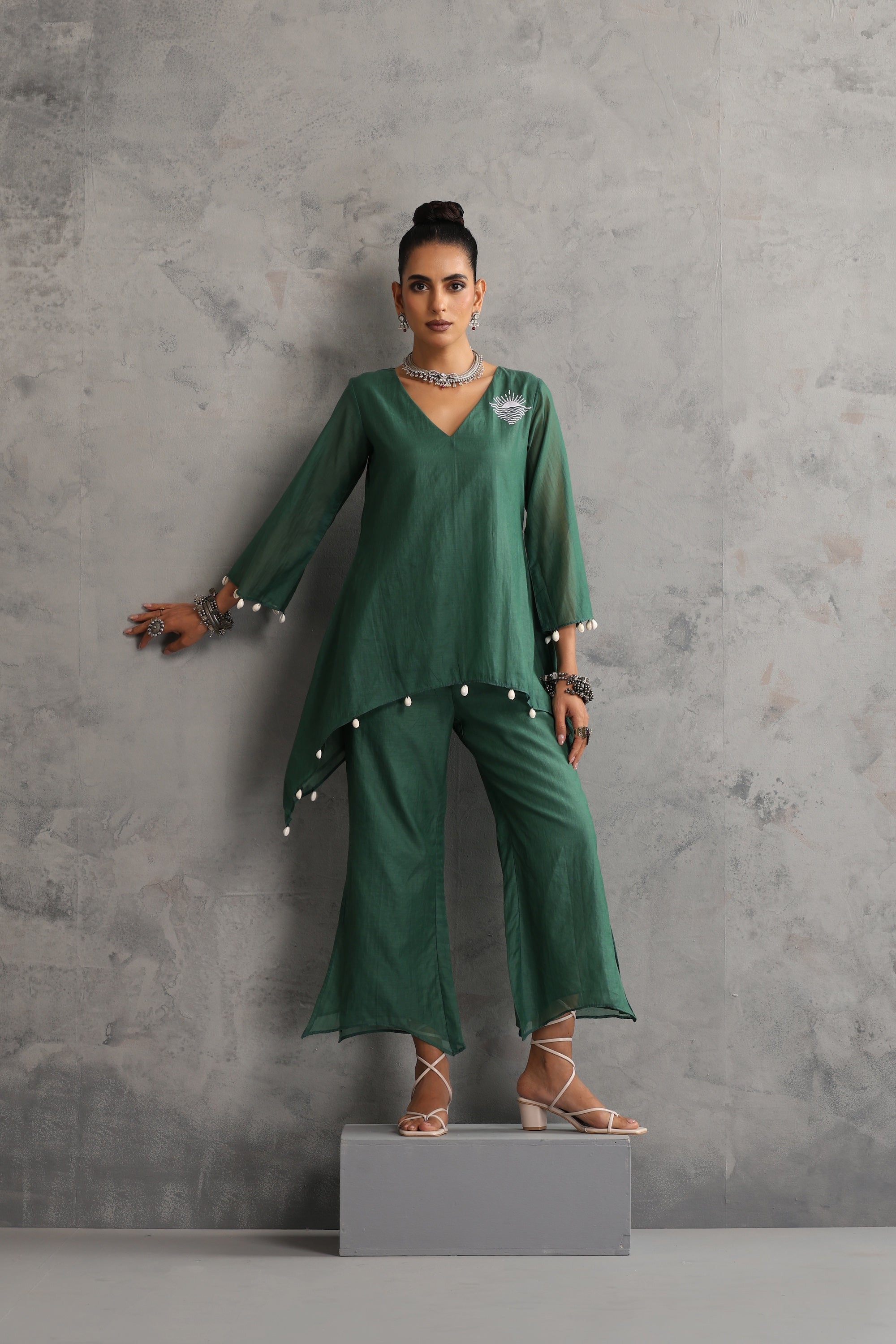 Sunrise Deep Green Embroidered Co-ord Set