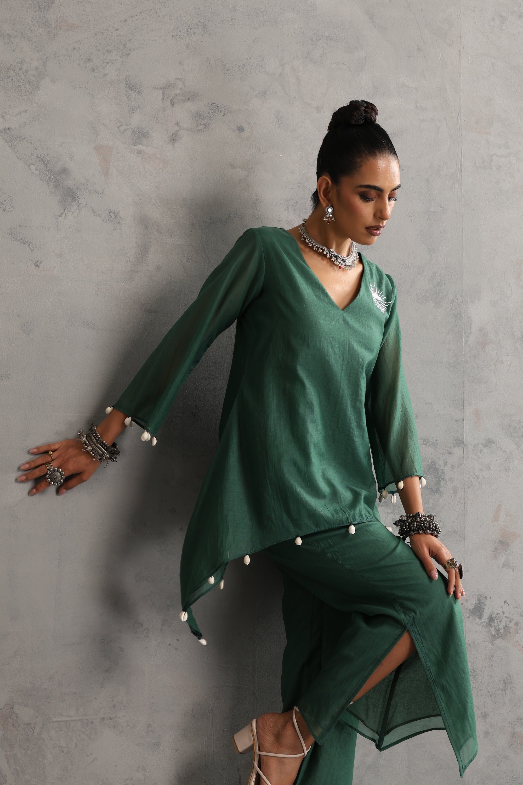 Sunrise Deep Green Embroidered Co-ord Set