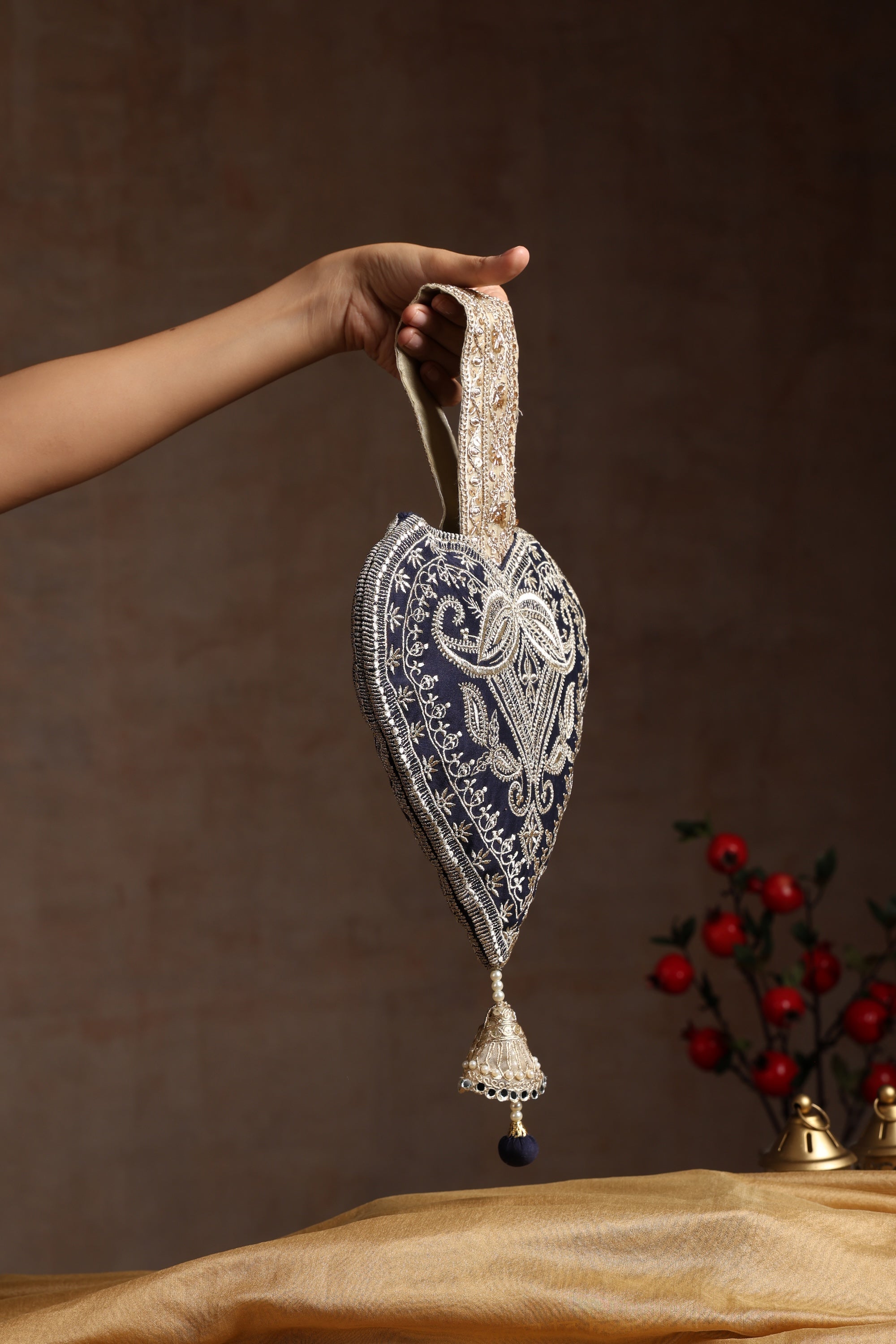 Sui Kala Baagh Navy Blue Embroidered Bag