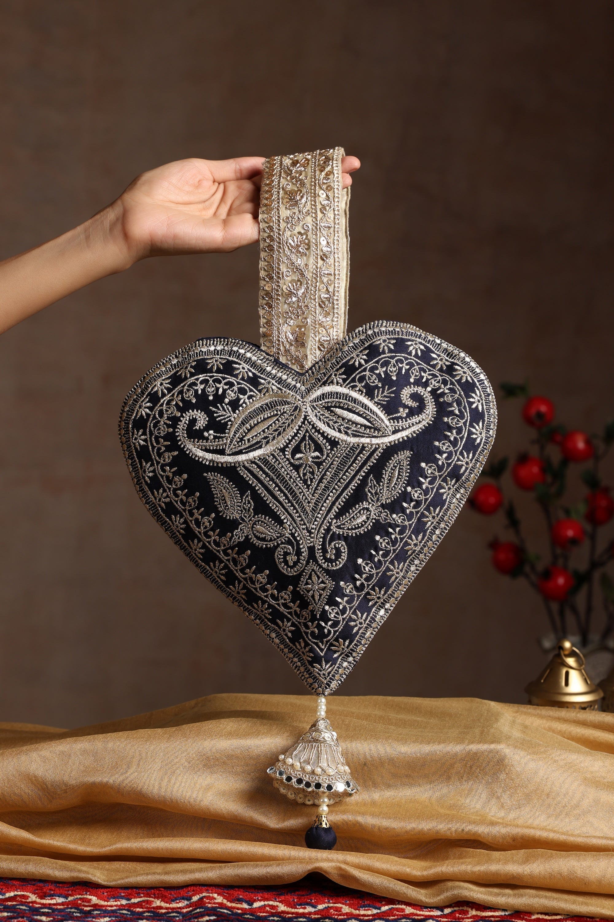 Sui Kala Baagh Navy Blue Embroidered Bag