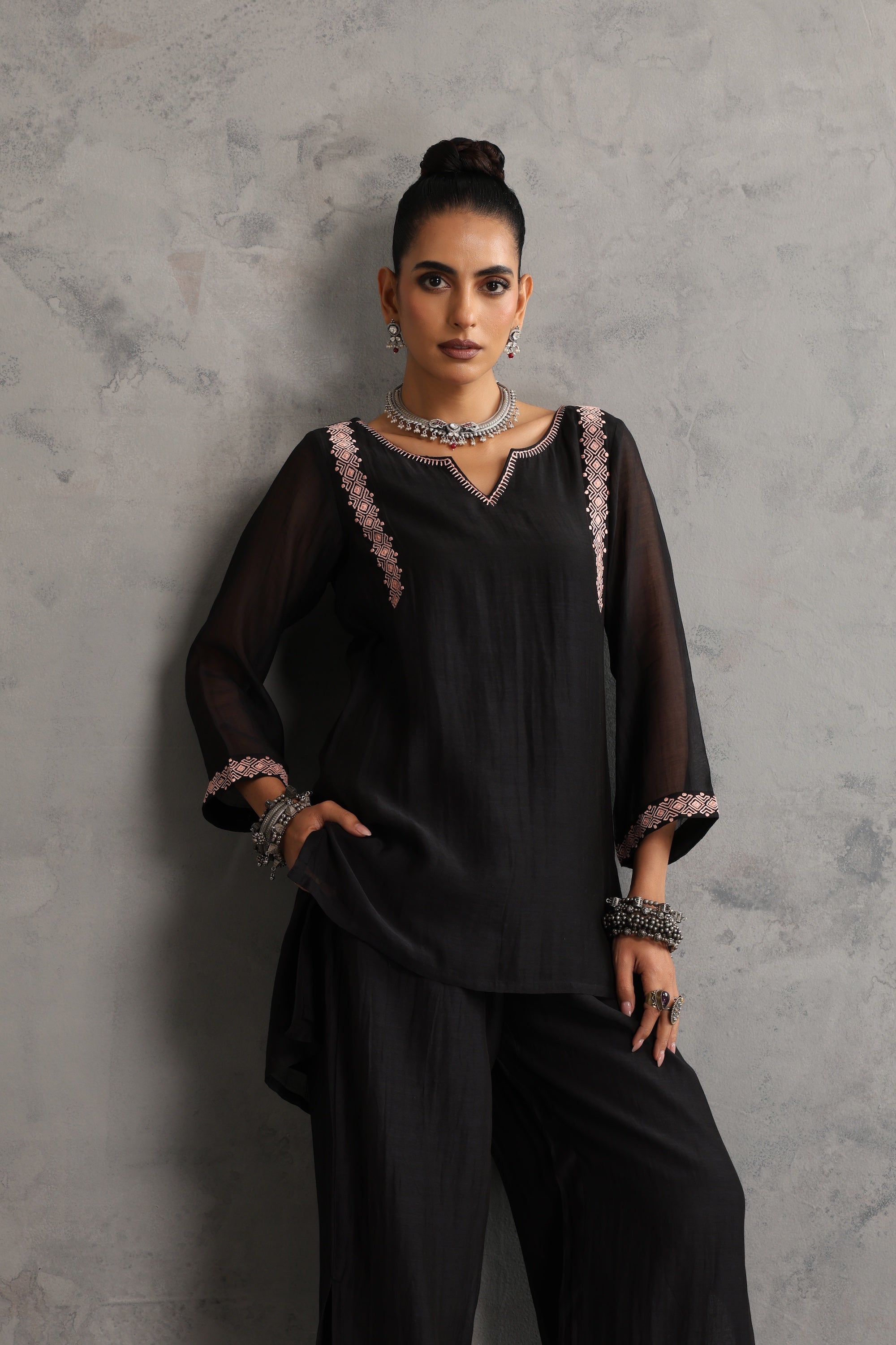 Aurika Black Embroidered Co-ord Set