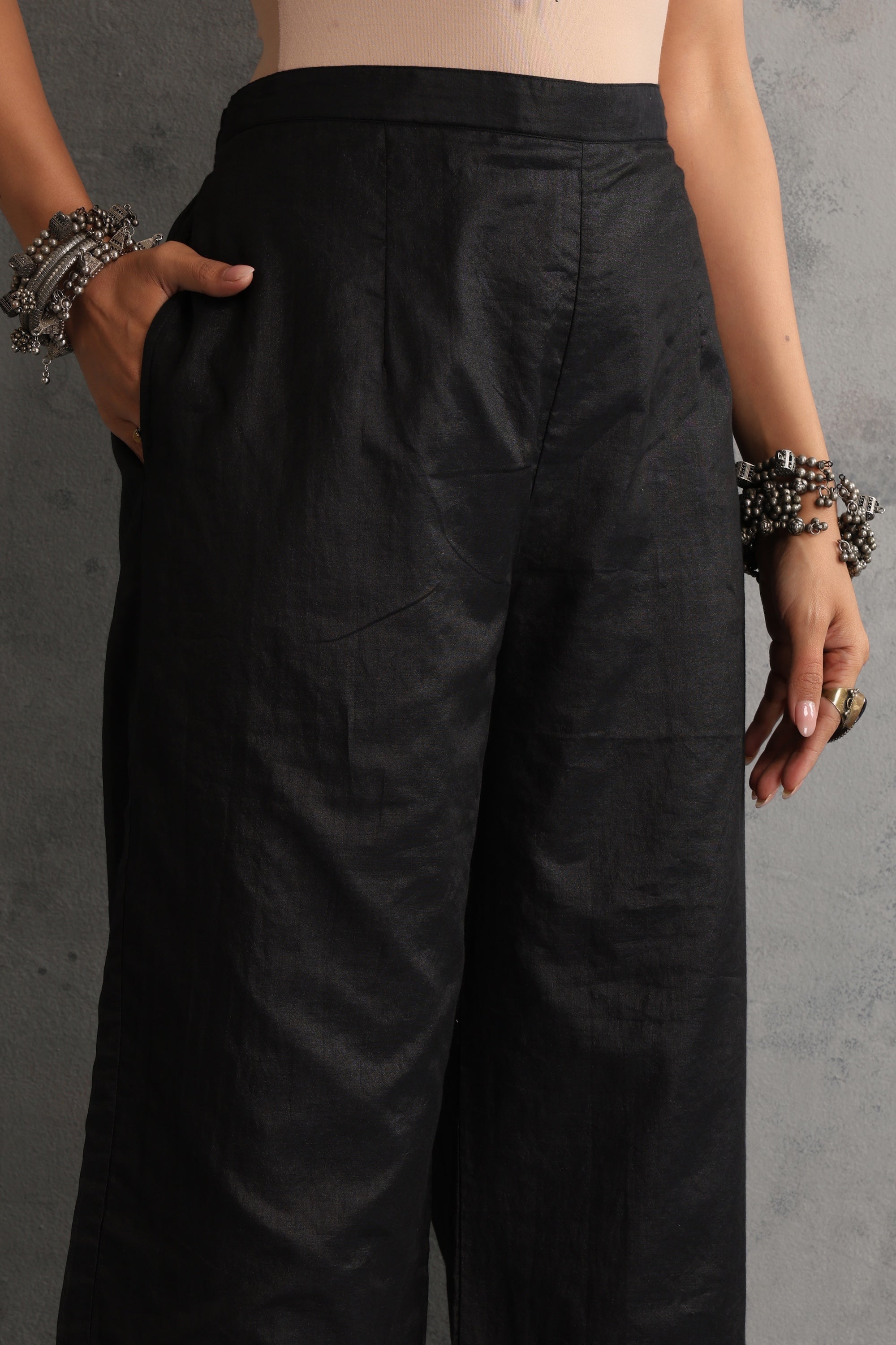 Yuvina Black Embroidered Kurta Set with Dupatta