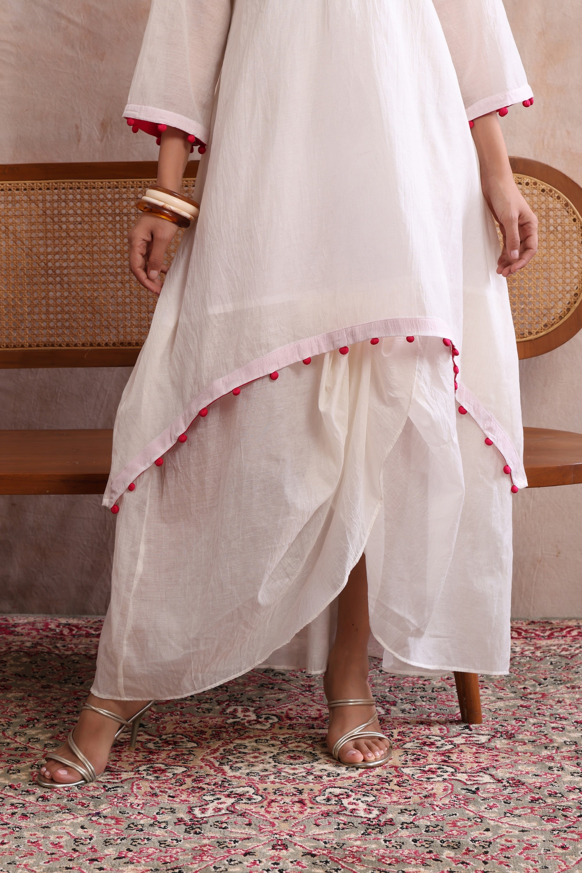 Pasha Off White Embroidered Kurta Dress