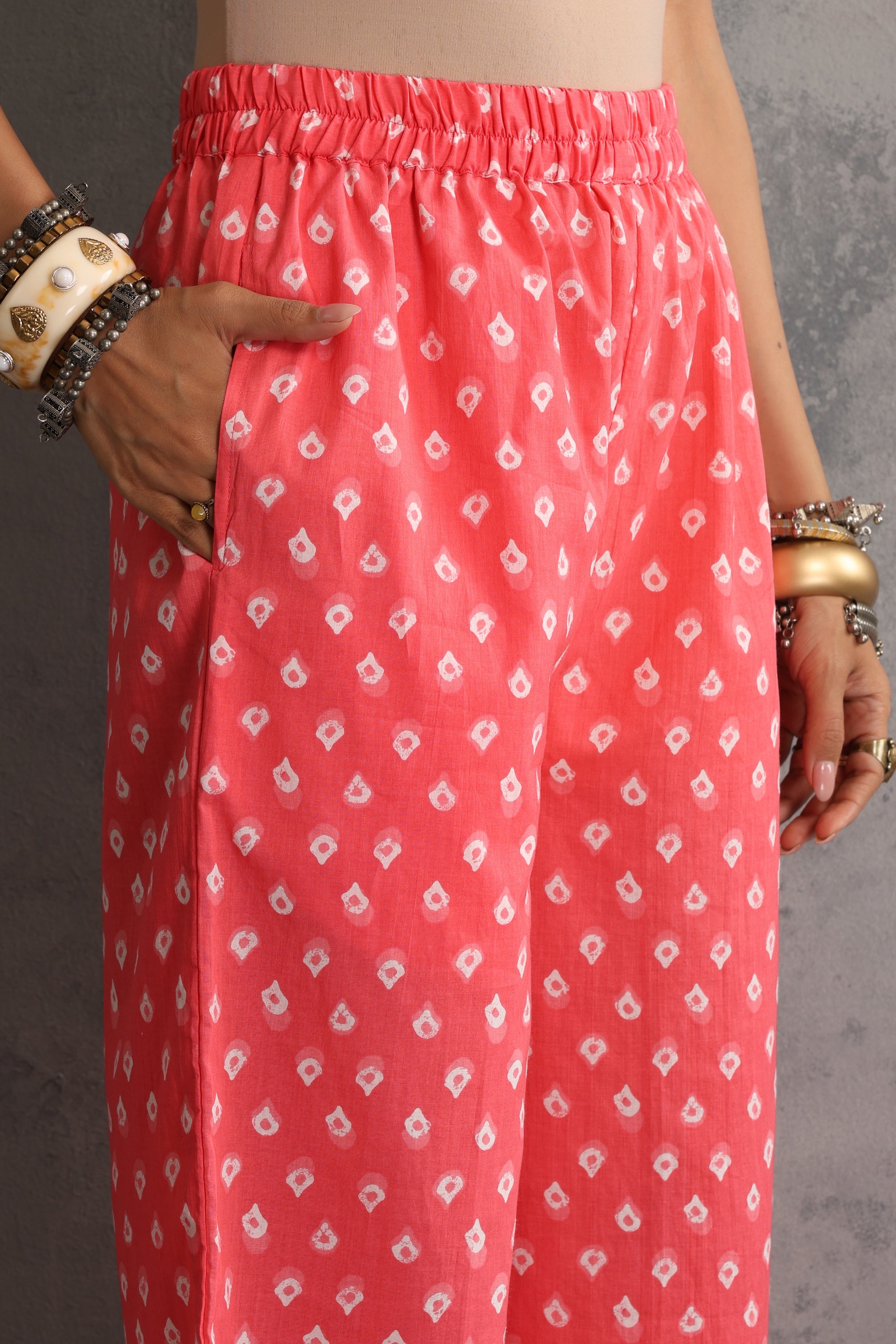 Soha Peach Bandhej Anarkali Set with Dupatta