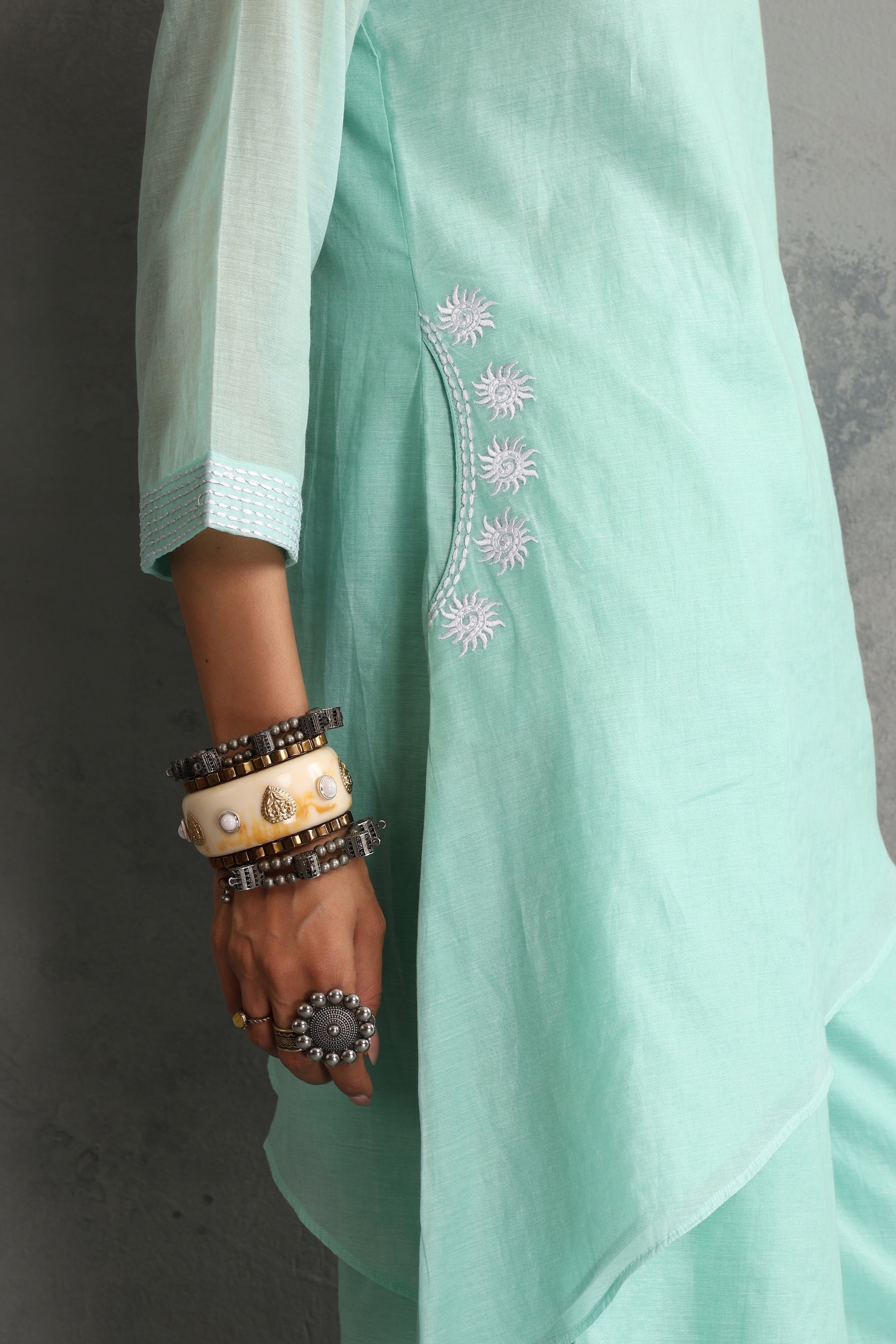 Nitra Mint Embroidered Co-ord Set