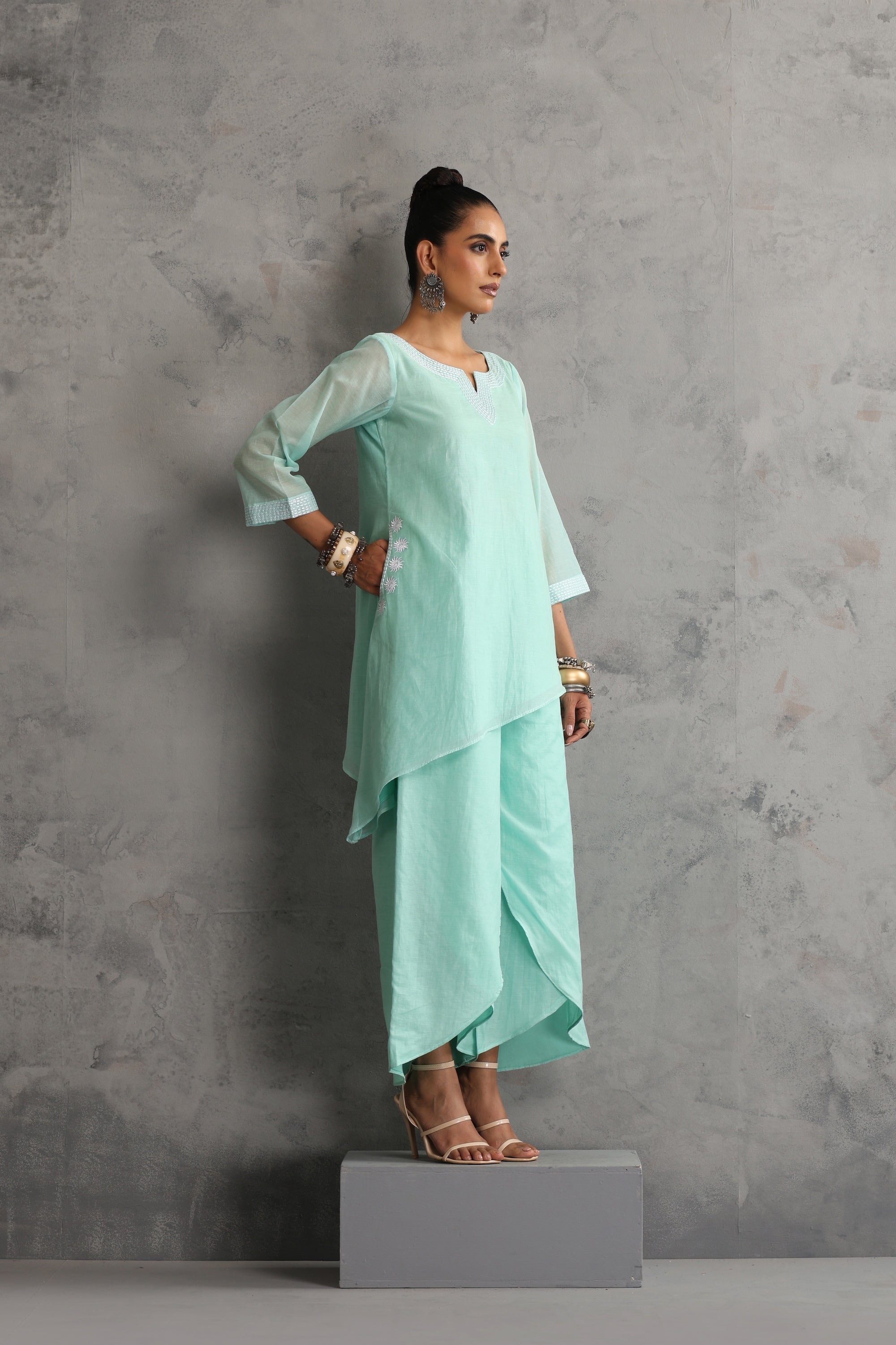 Nitra Mint Embroidered Co-ord Set
