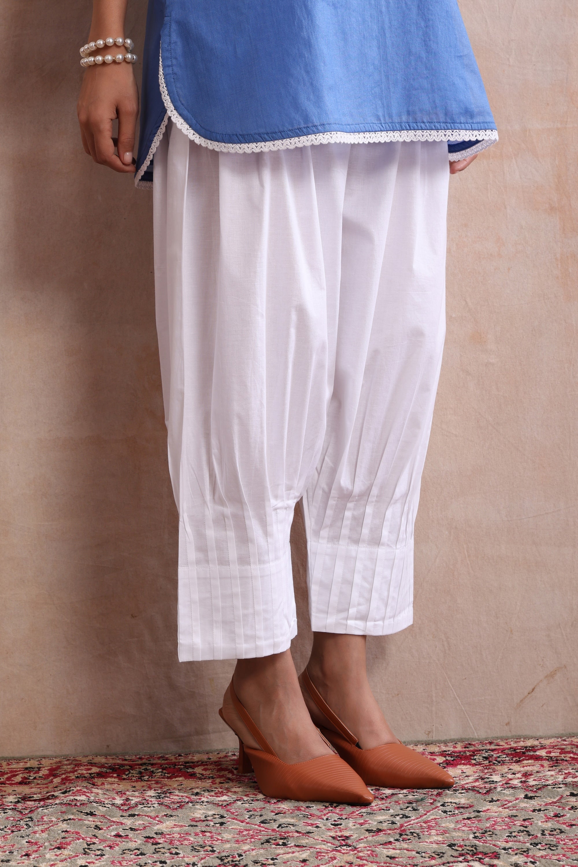 Azure Blue Embroidered Short Kurta Set