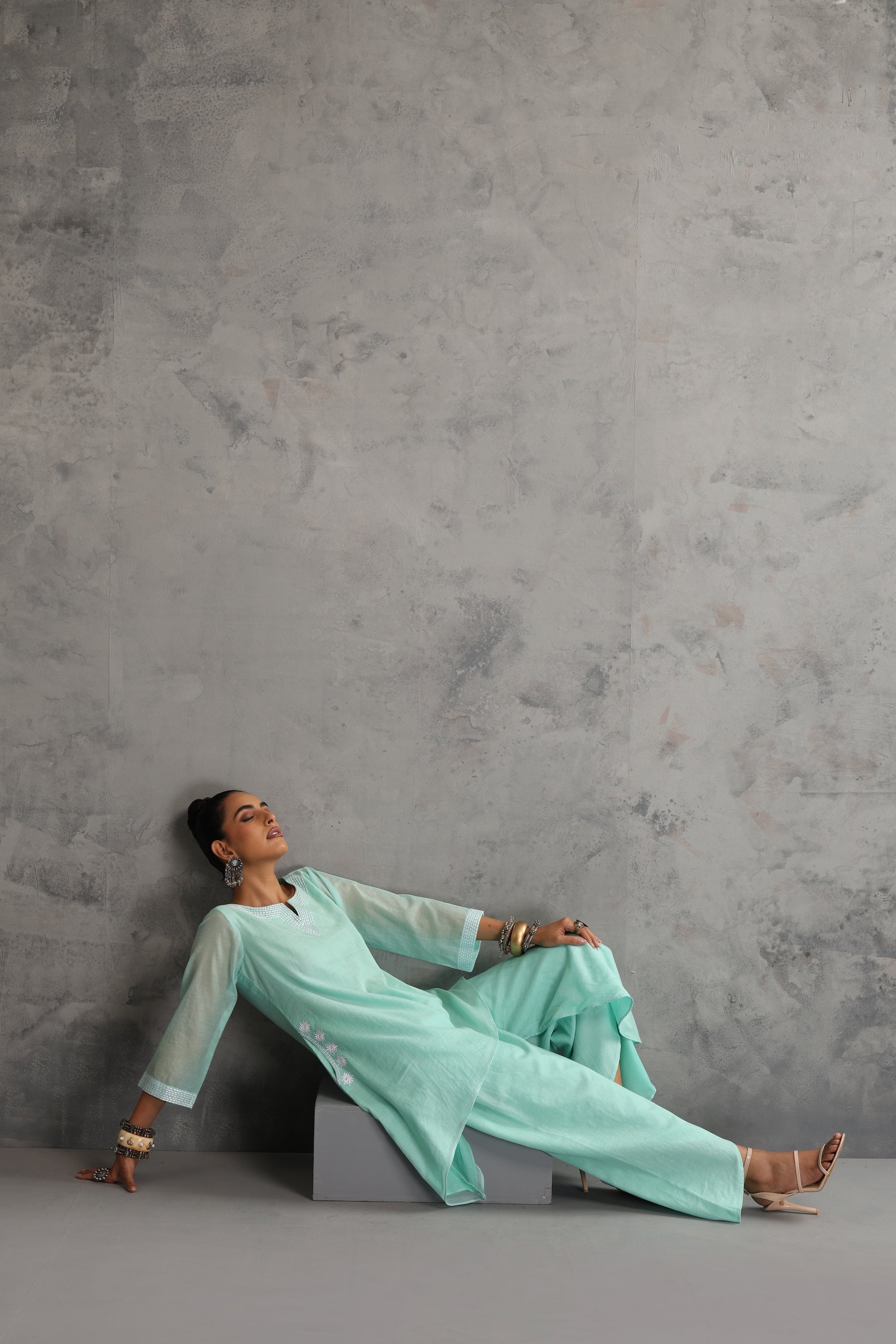 Nitra Mint Embroidered Co-ord Set