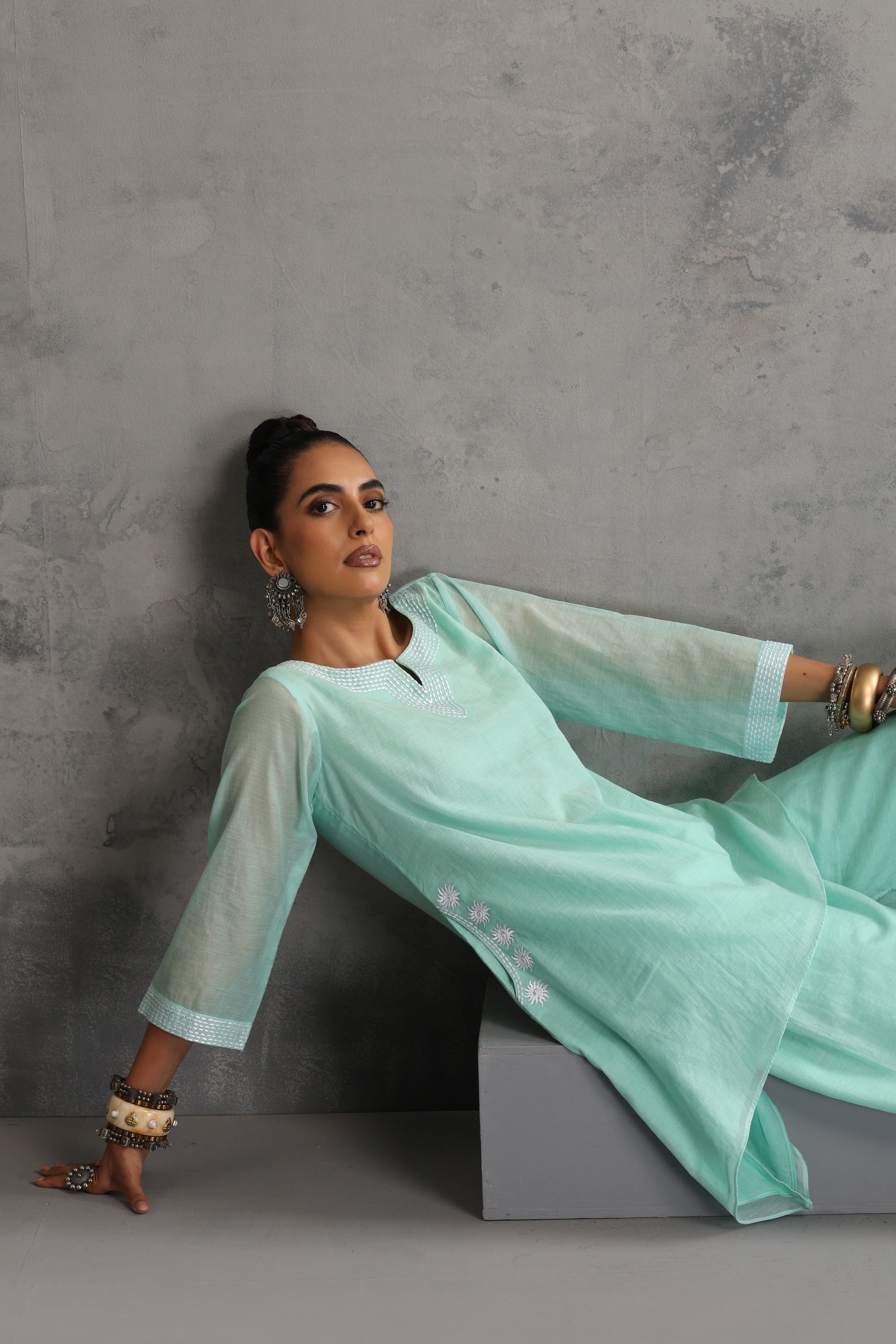 Nitra Mint Embroidered Co-ord Set