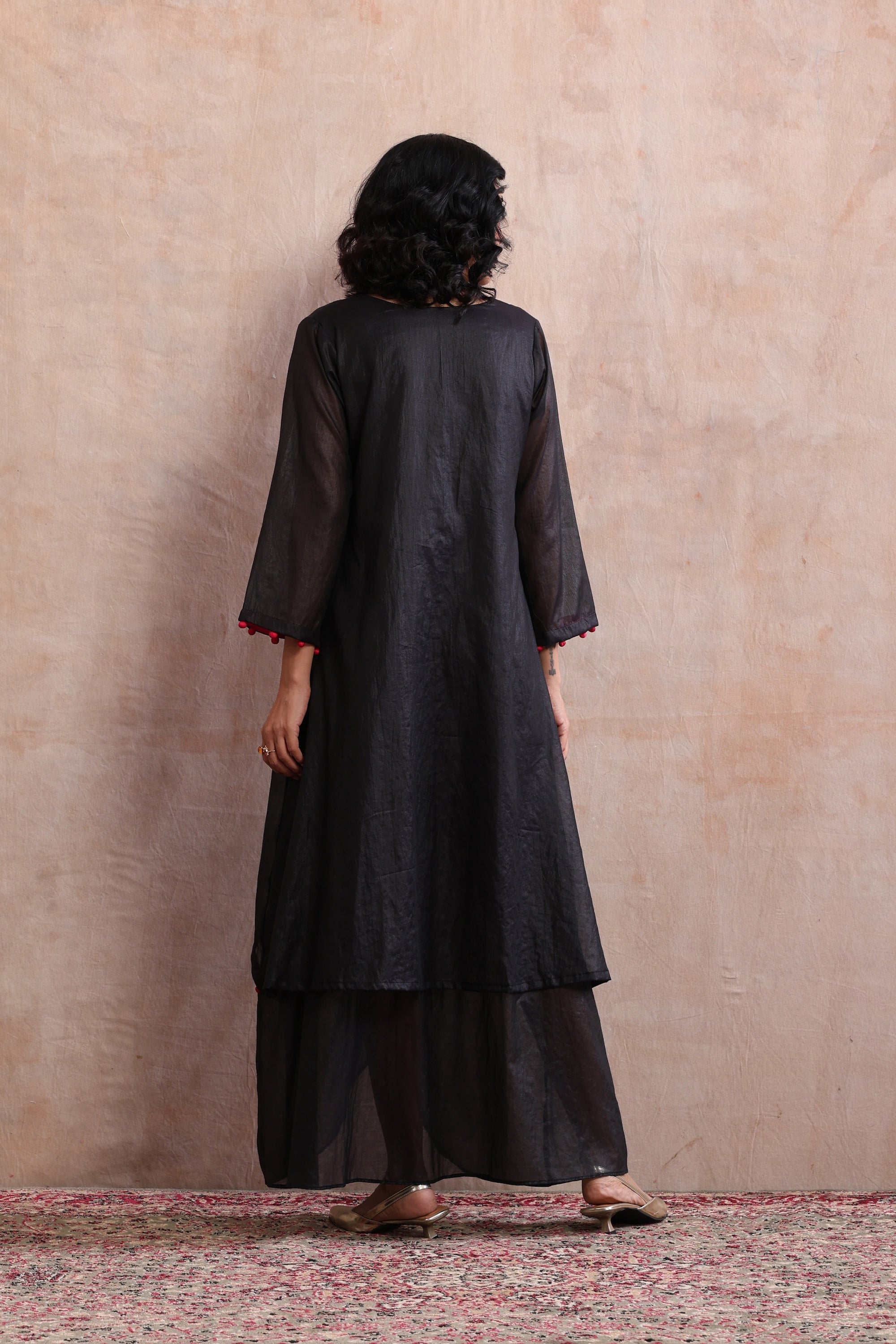 Pasha Black Embroidered Kurta Dress