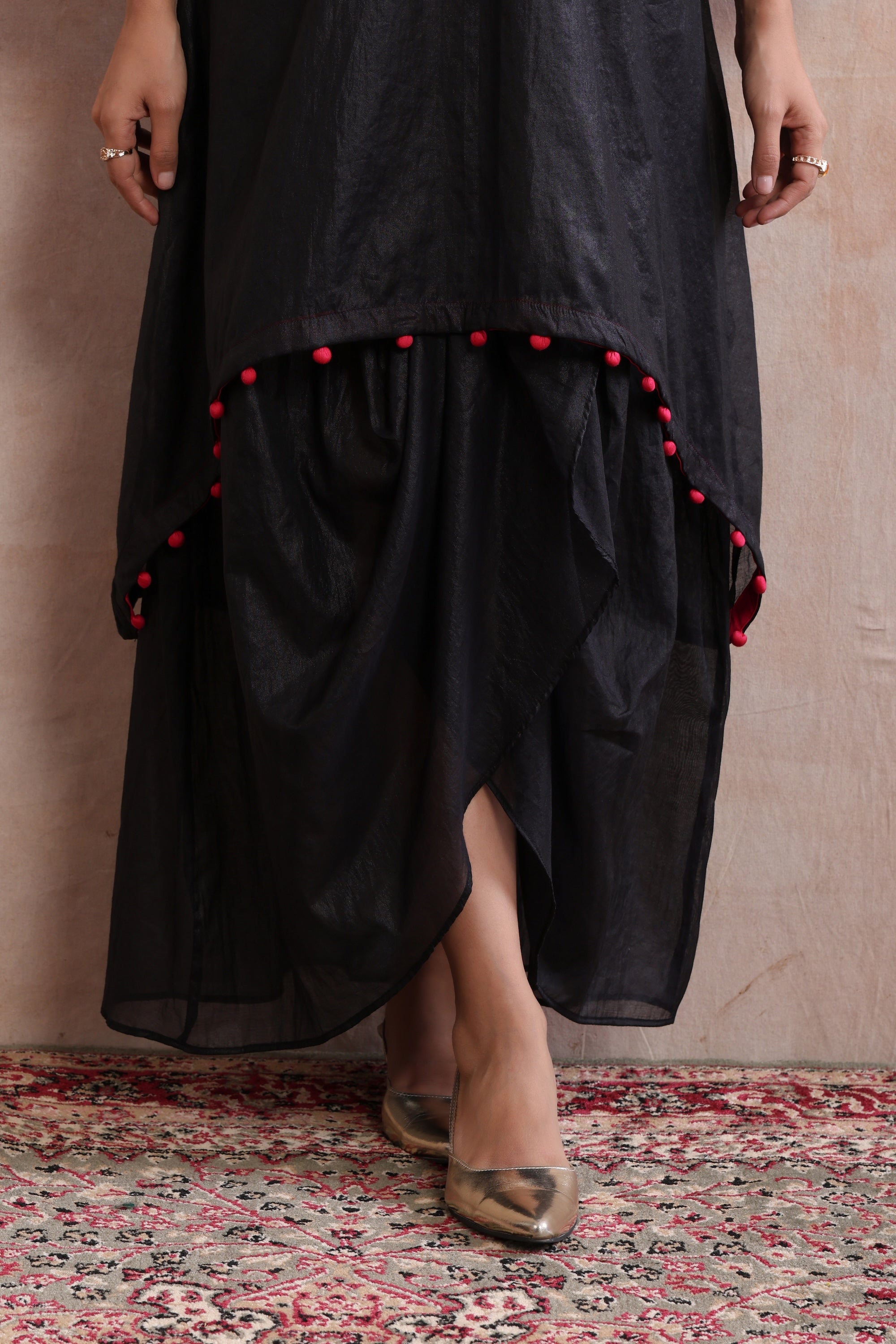Pasha Black Embroidered Kurta Dress