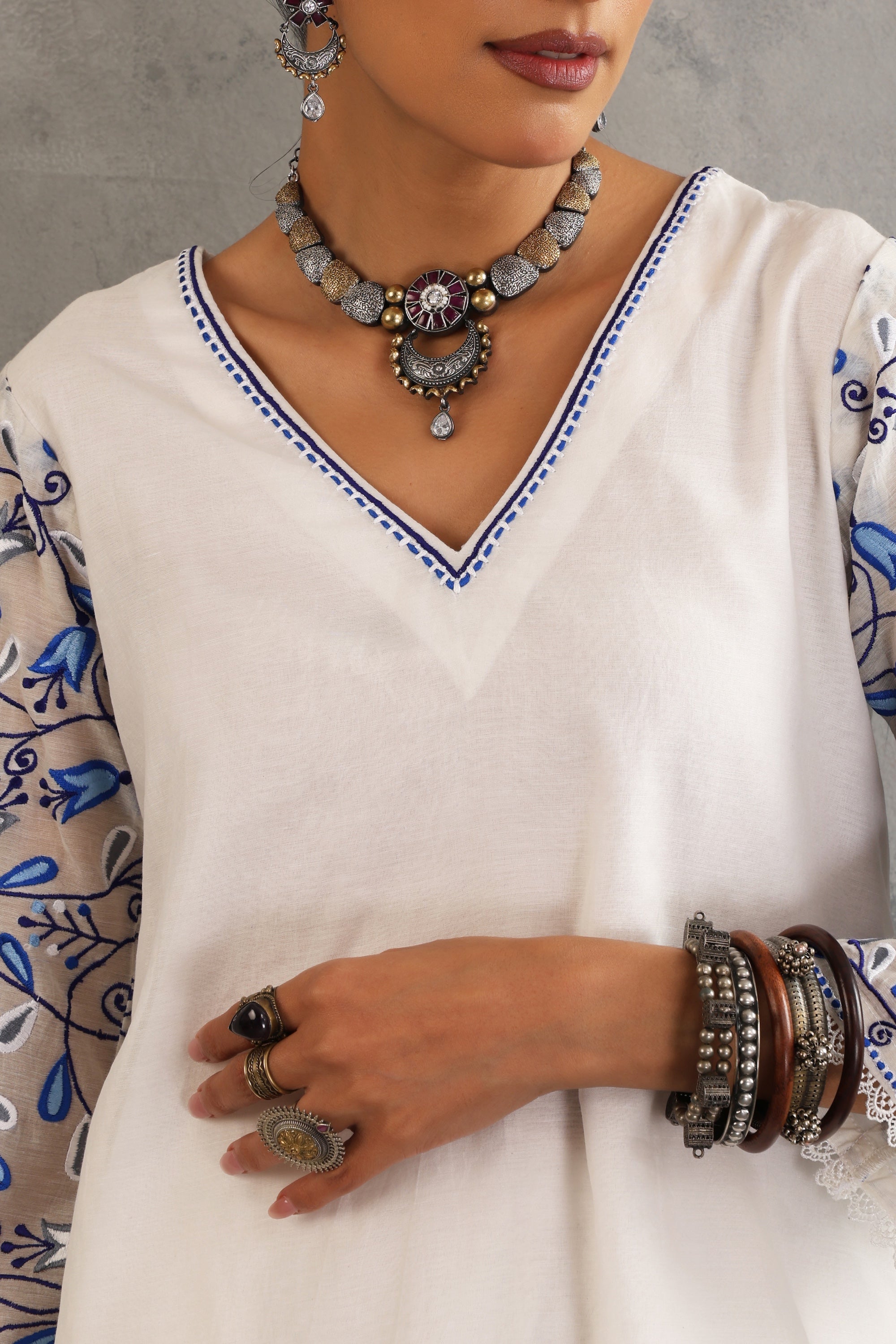 Iksha White Embroidered Co-ord Set