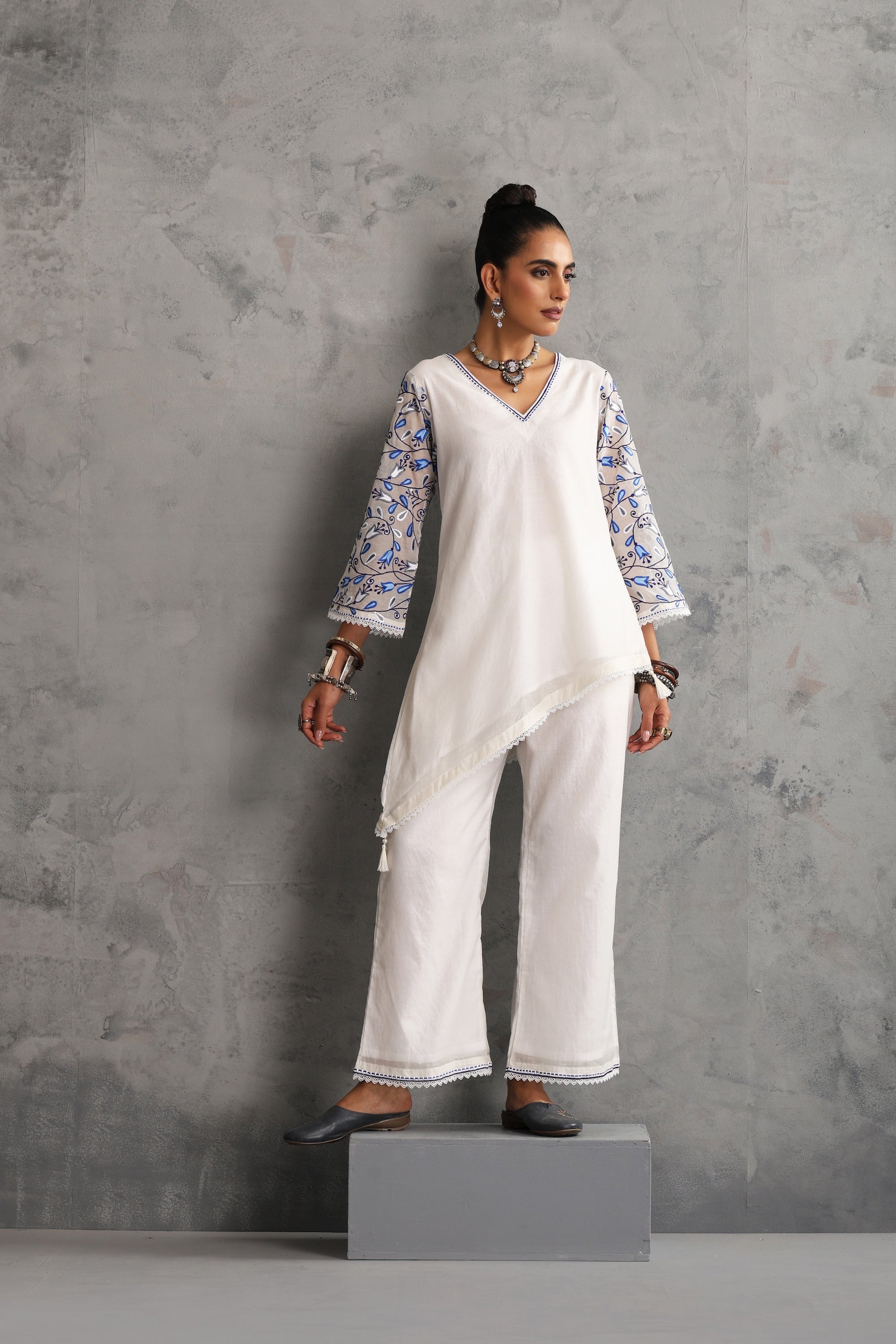 Iksha White Embroidered Co-ord Set