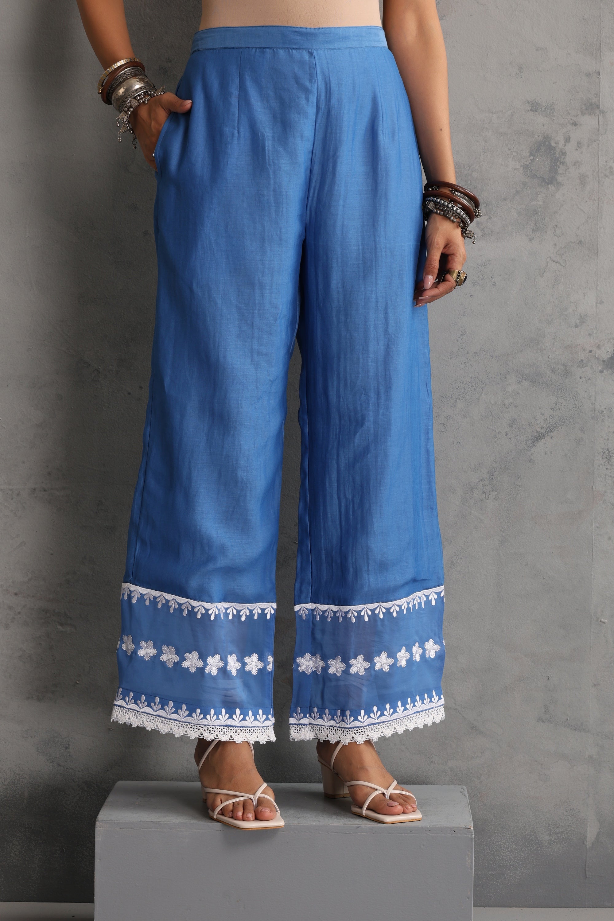 Becca Azure Blue Embroidered Kurta Set with Dupatta
