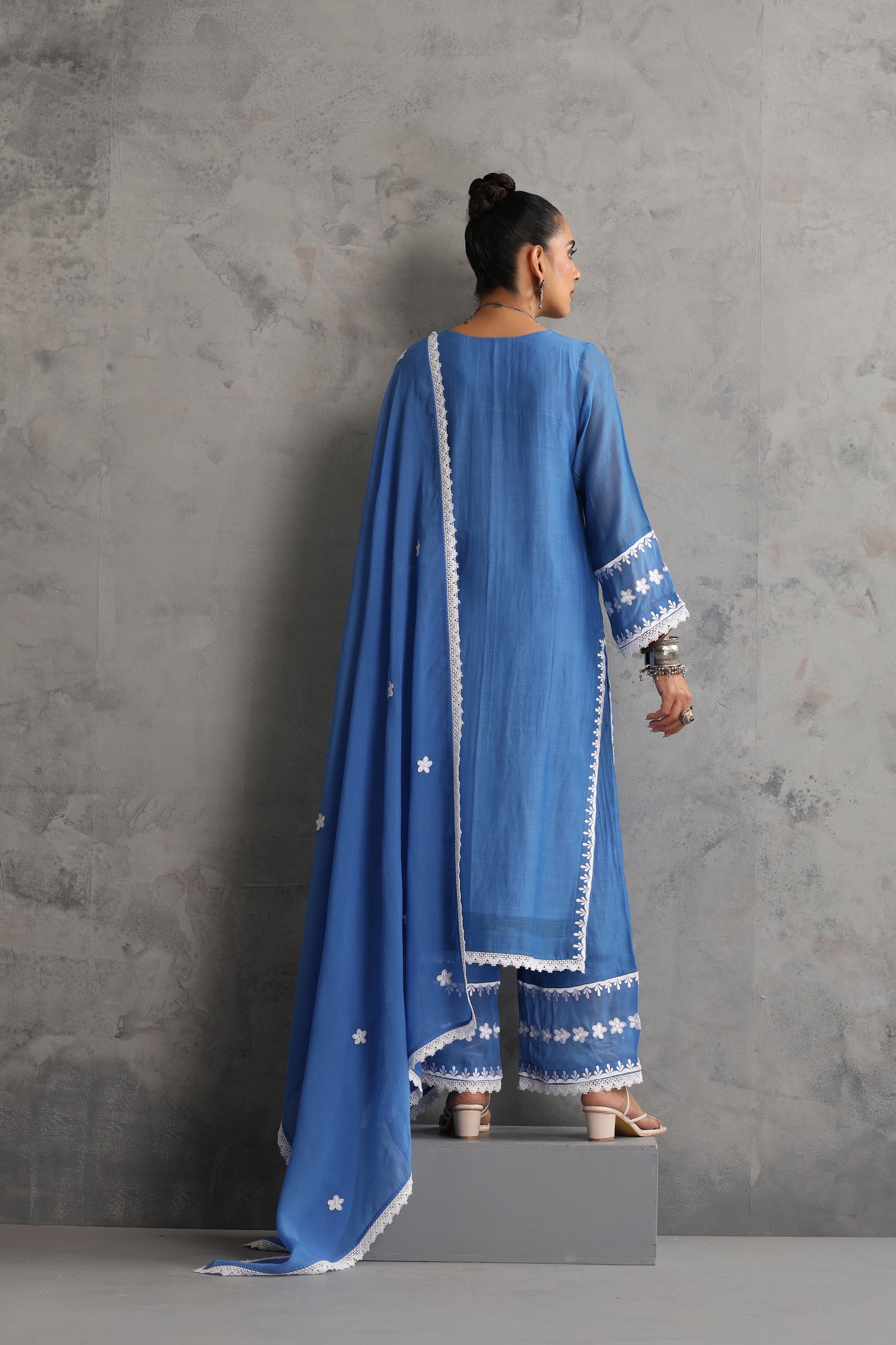 Becca Azure Blue Embroidered Kurta Set with Dupatta
