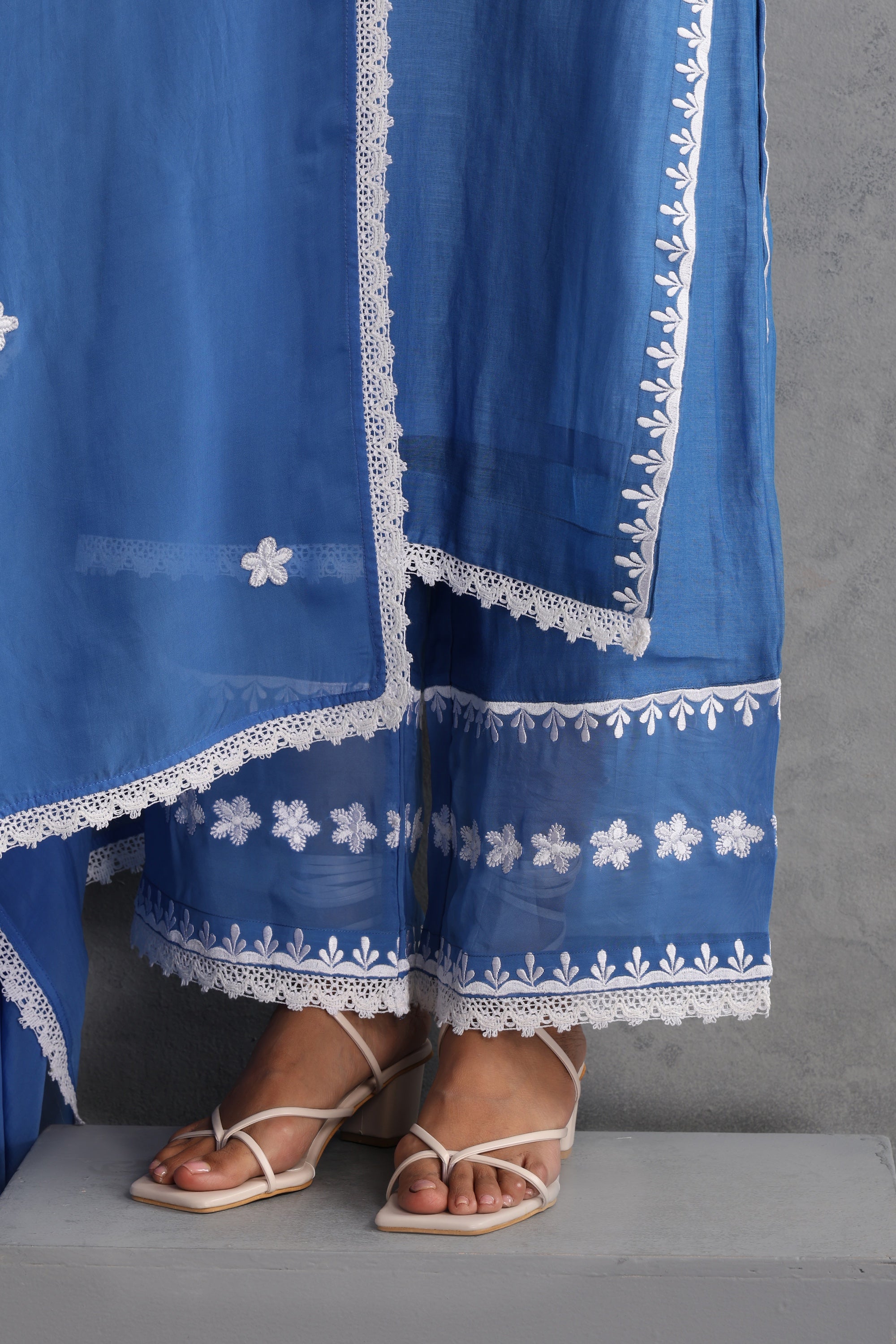Becca Azure Blue Embroidered Kurta Set with Dupatta