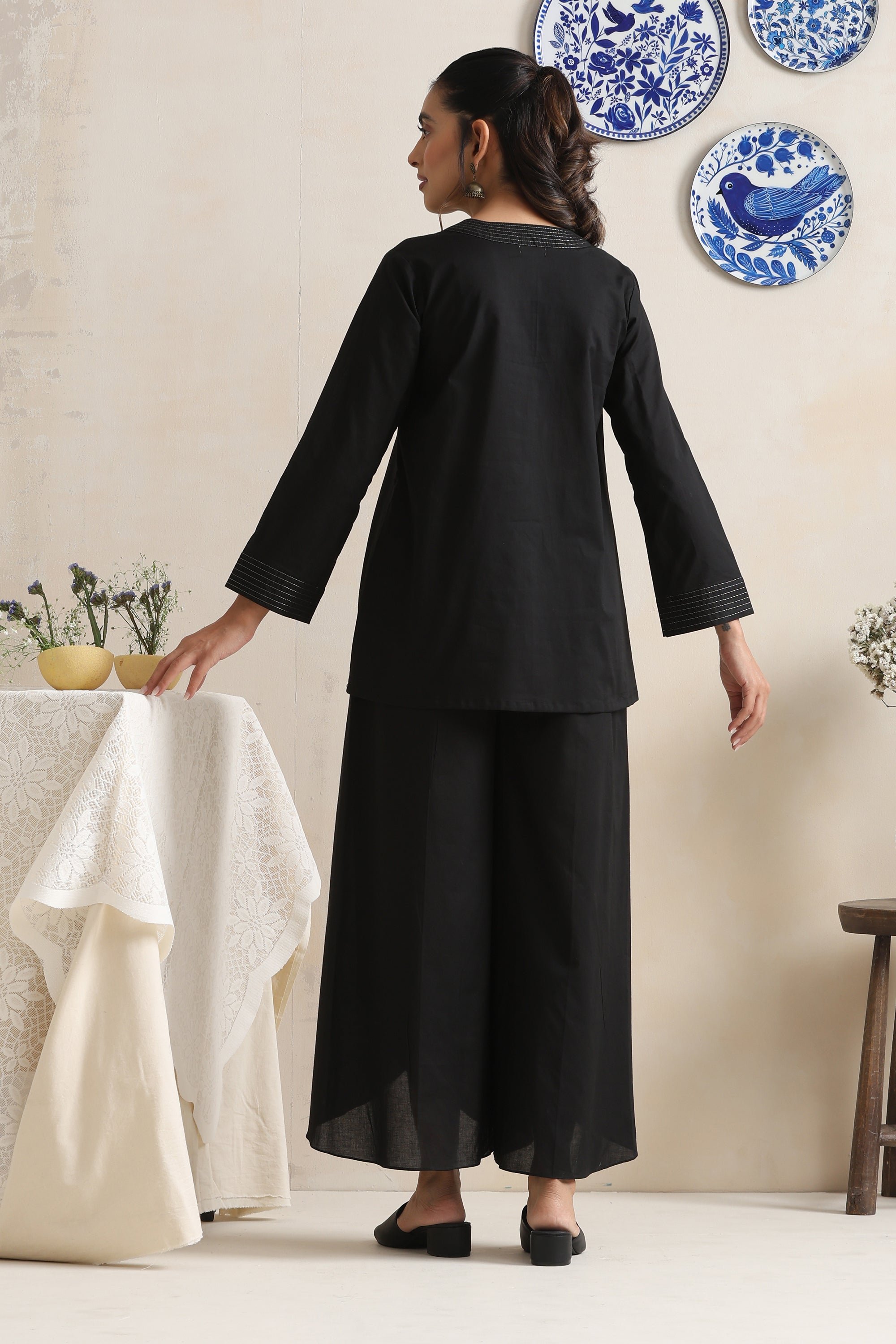 Nori Black Embroidered Co-ord Set