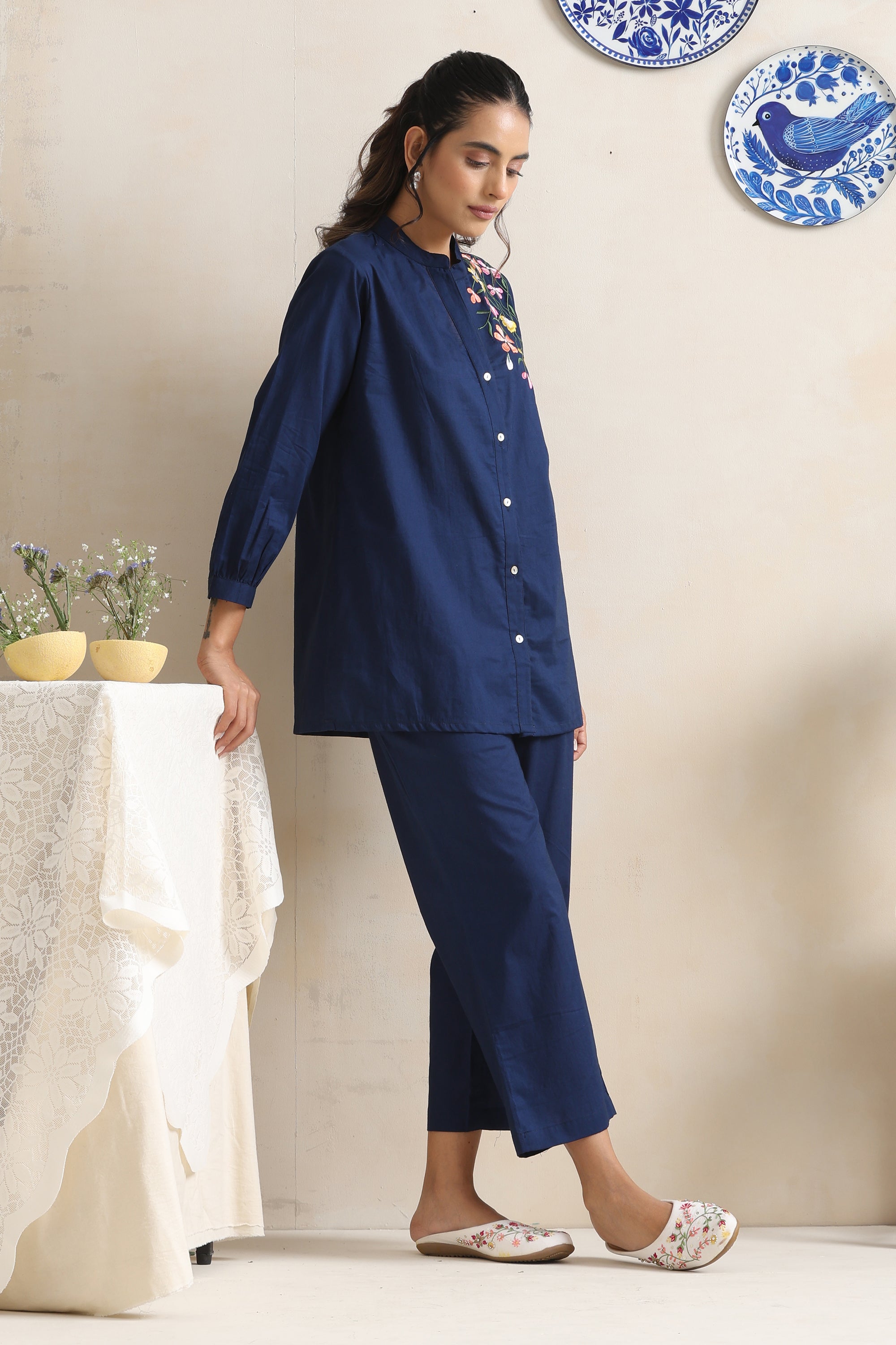 Melissa Indigo Embroidered Co-ord Set
