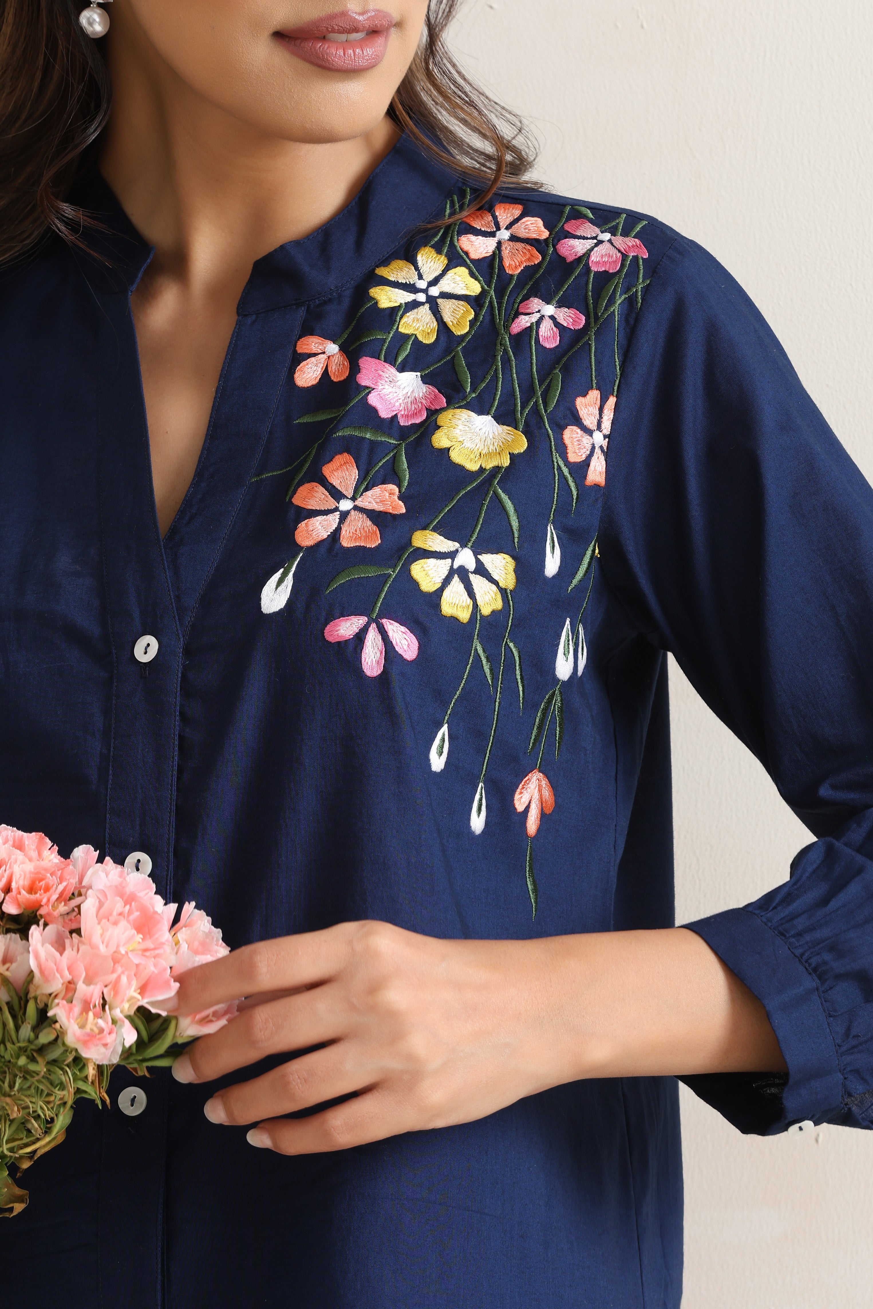 Melissa Indigo Embroidered Co-ord Set