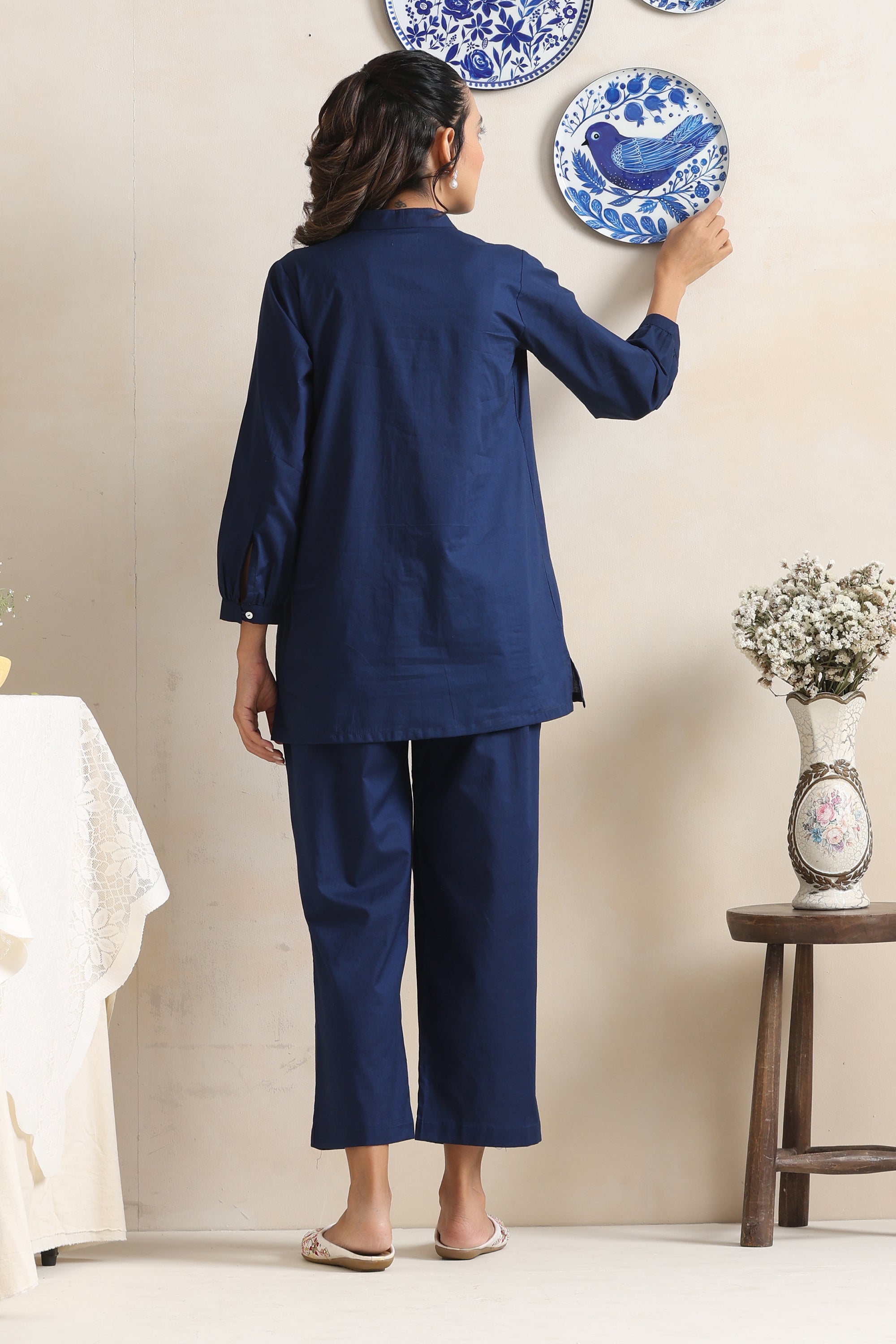 Melissa Indigo Embroidered Co-ord Set