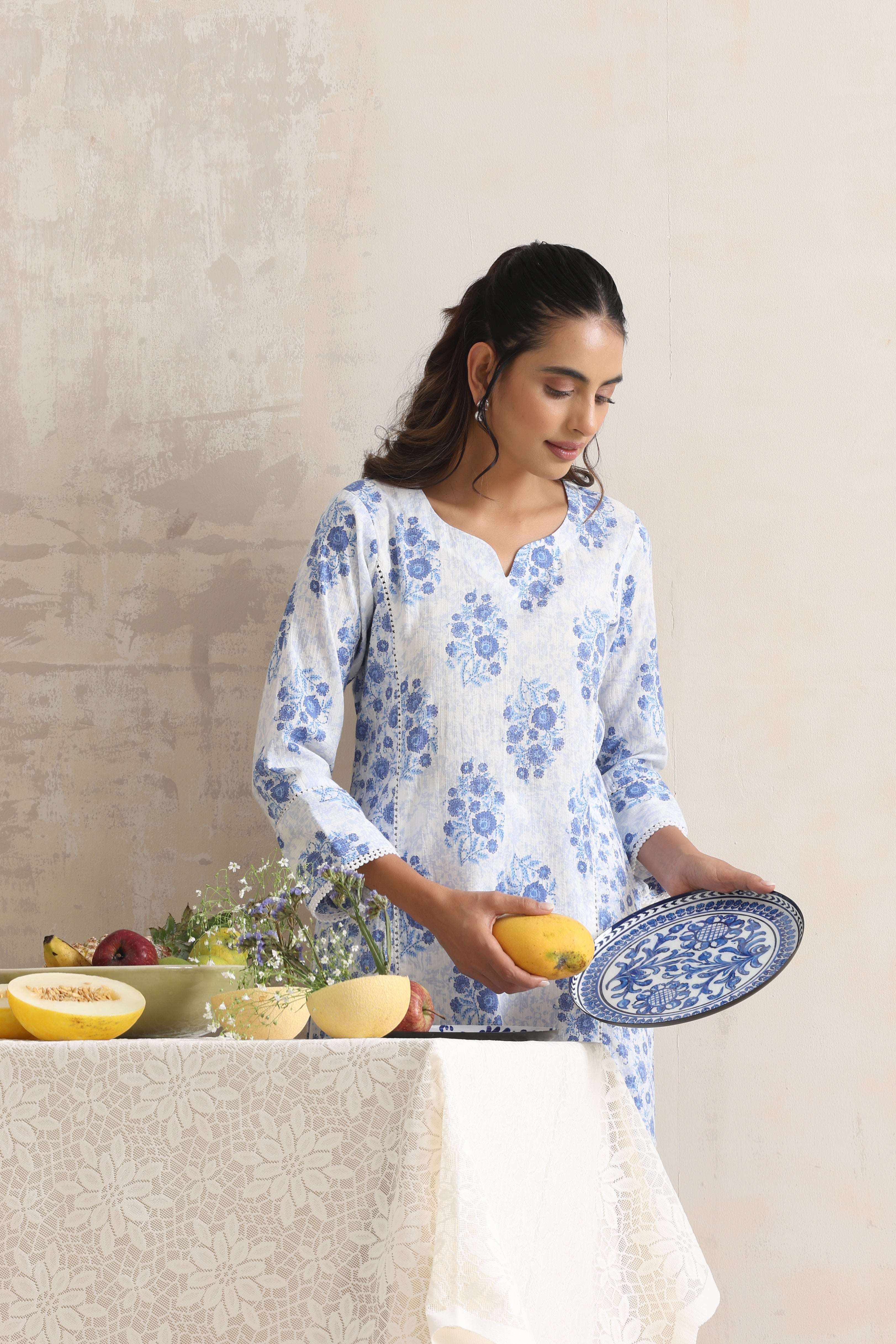 Alison Blue Floral Kurta Set