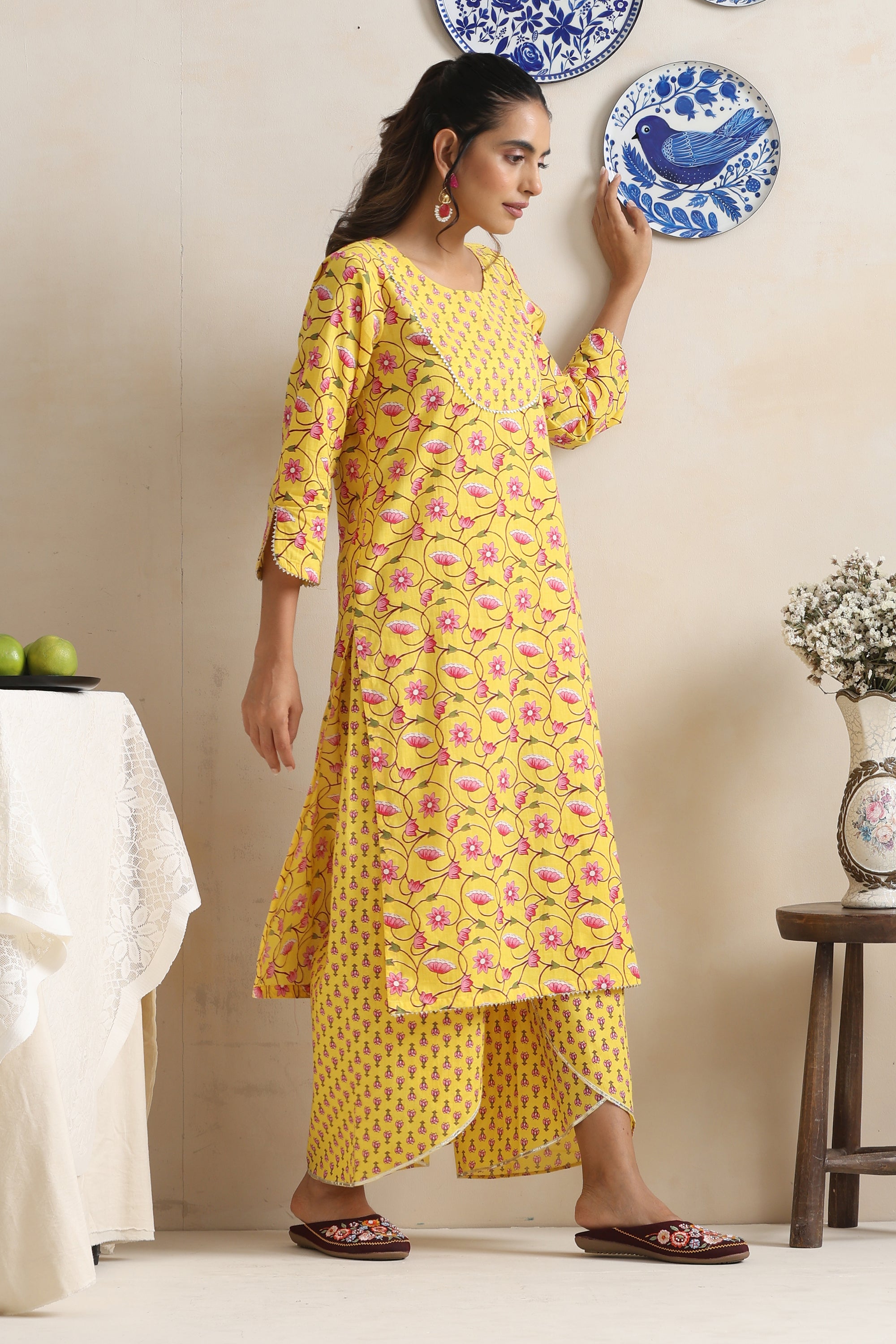 Aspen Yellow Floral Kurta Set