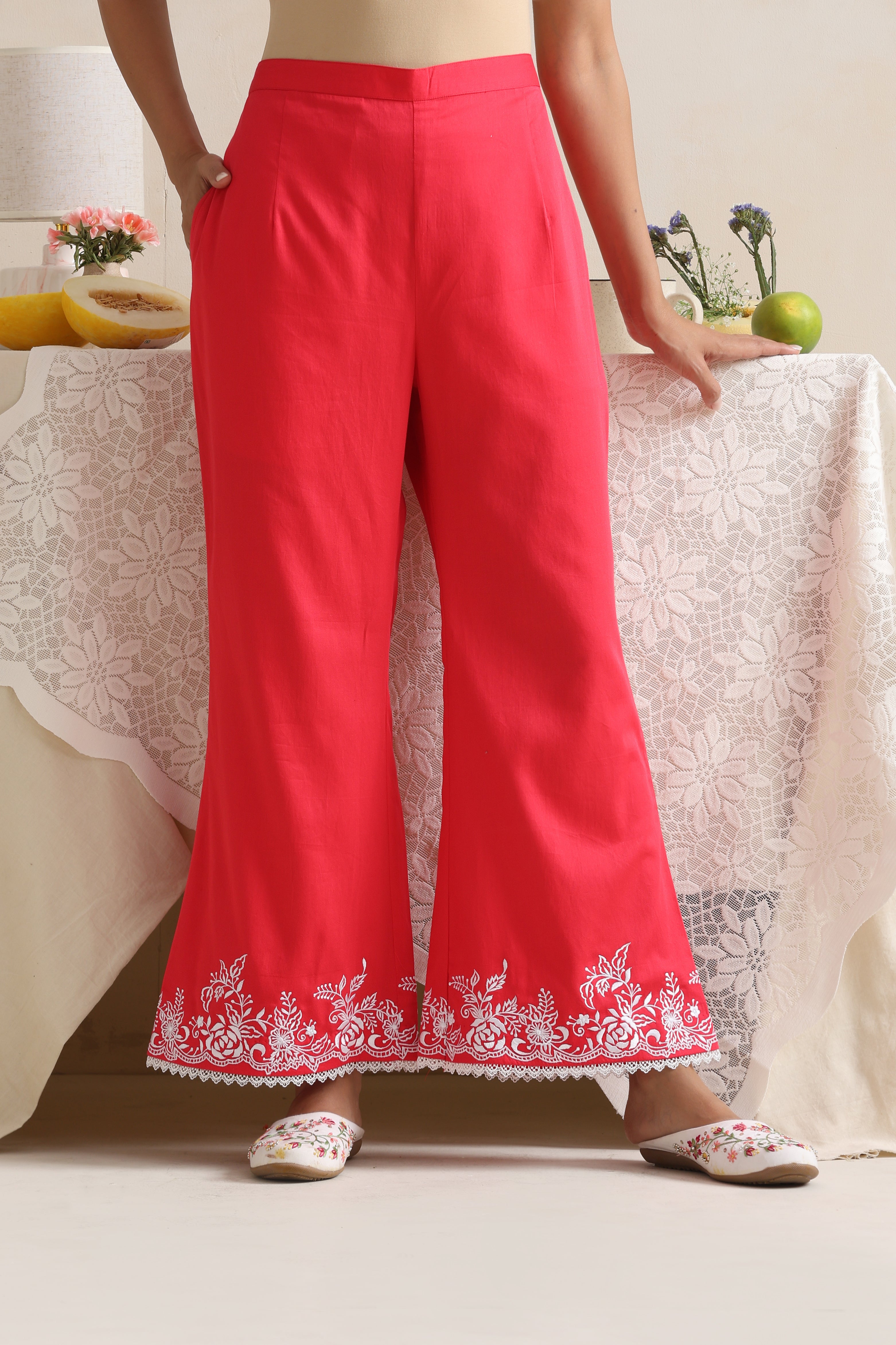 Reine Red Embroidered Kurta Set